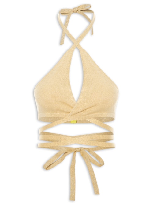 Top Biquíni Tricot Amarração – Dourado