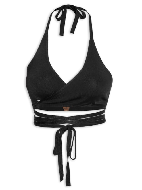 Top Biquíni Tricot Amarração – Preto