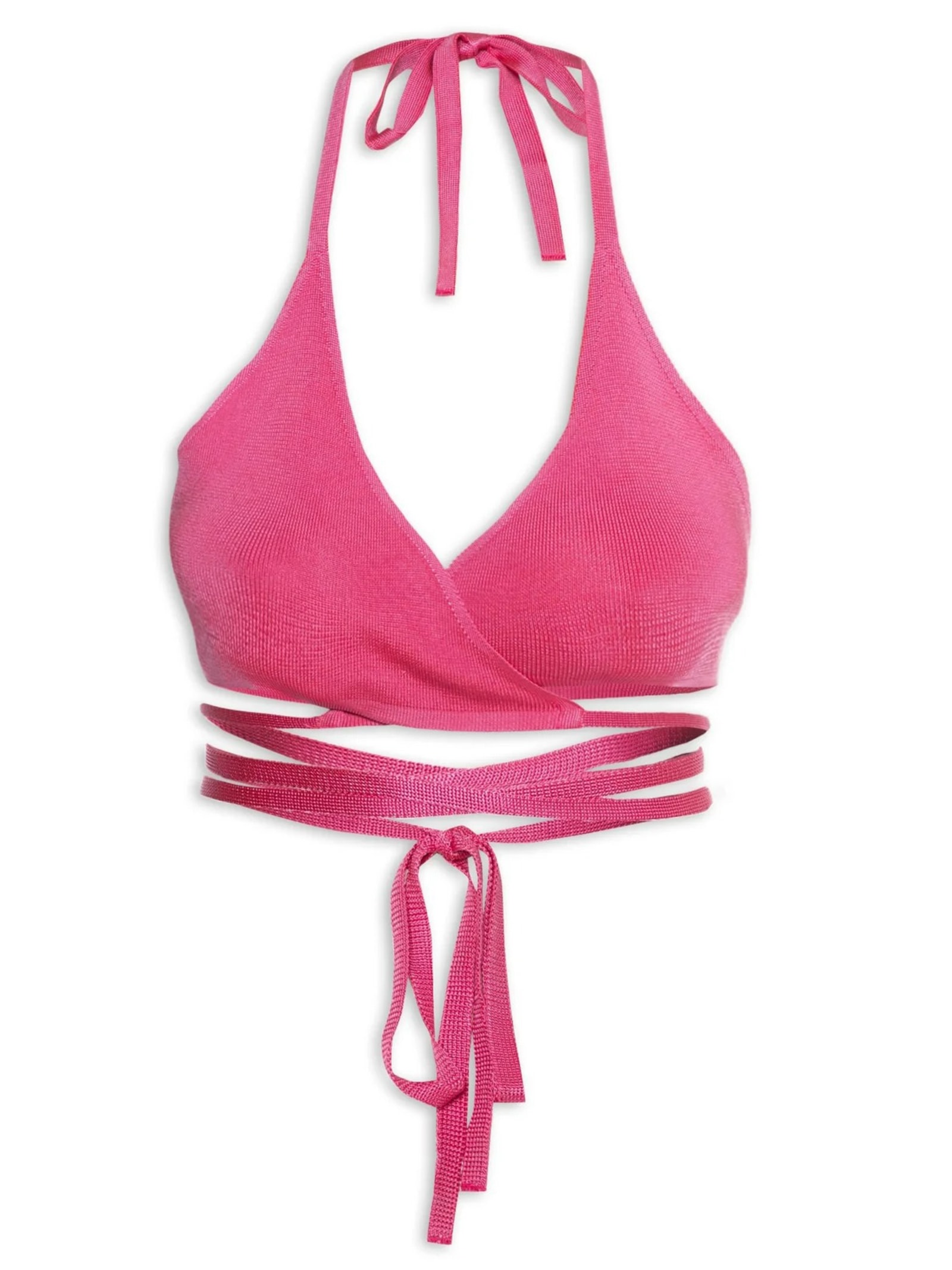 Top Biquíni Tricot Amarração Rosa Farm