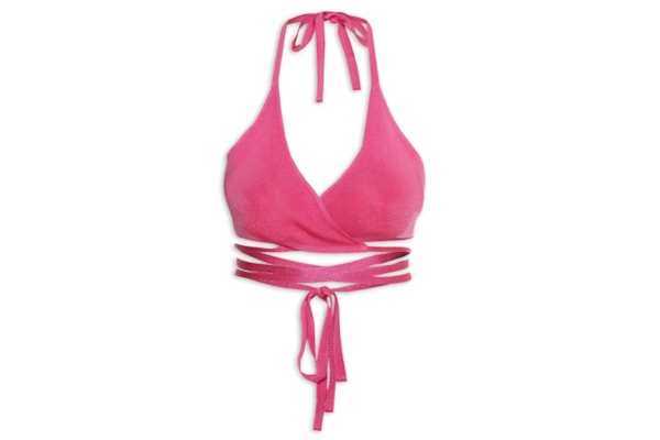 Top Biquíni Tricot Amarração - Rosa