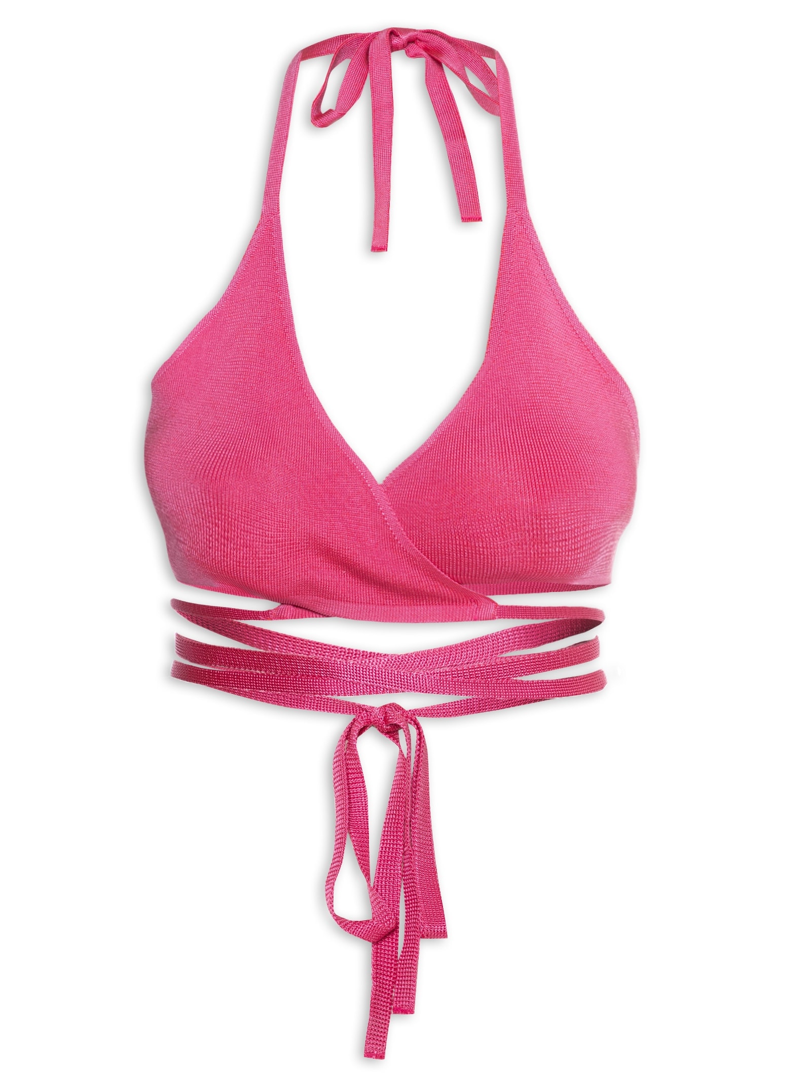 Top Biquíni Tricot Amarração Rosa Farm