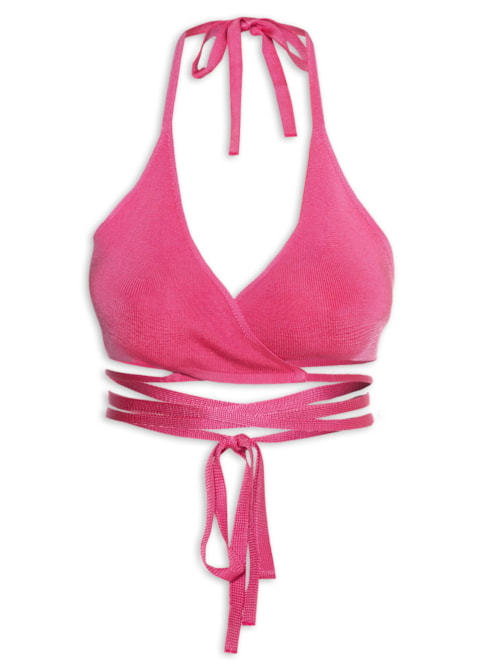 Top Biquíni Tricot Amarração - Rosa