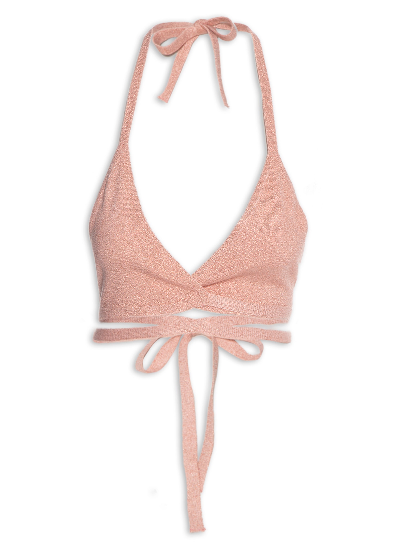 Top Biquíni Tricot Amarração Rosa Farm