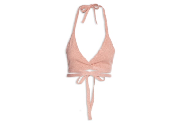 Top Biquíni Tricot Amarração - Rosa