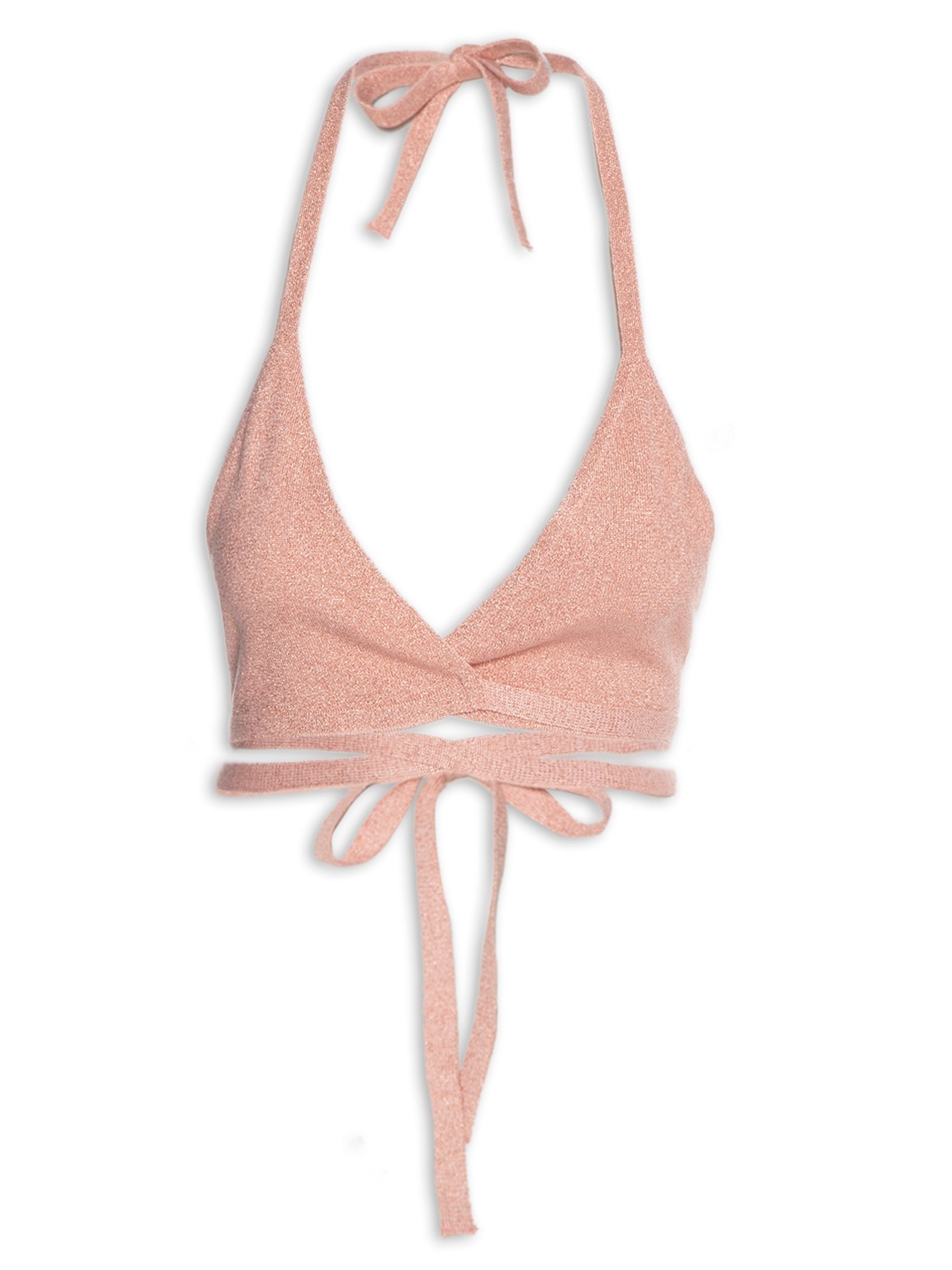 Top Biquíni Tricot Amarração Rosa Farm