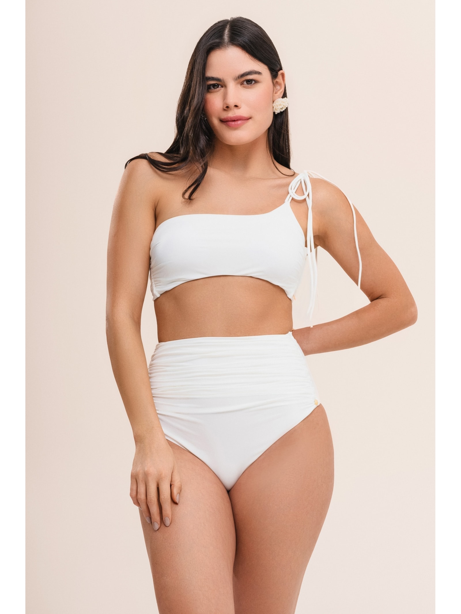 top biquíni um ombro só bio artemis off white Suntime