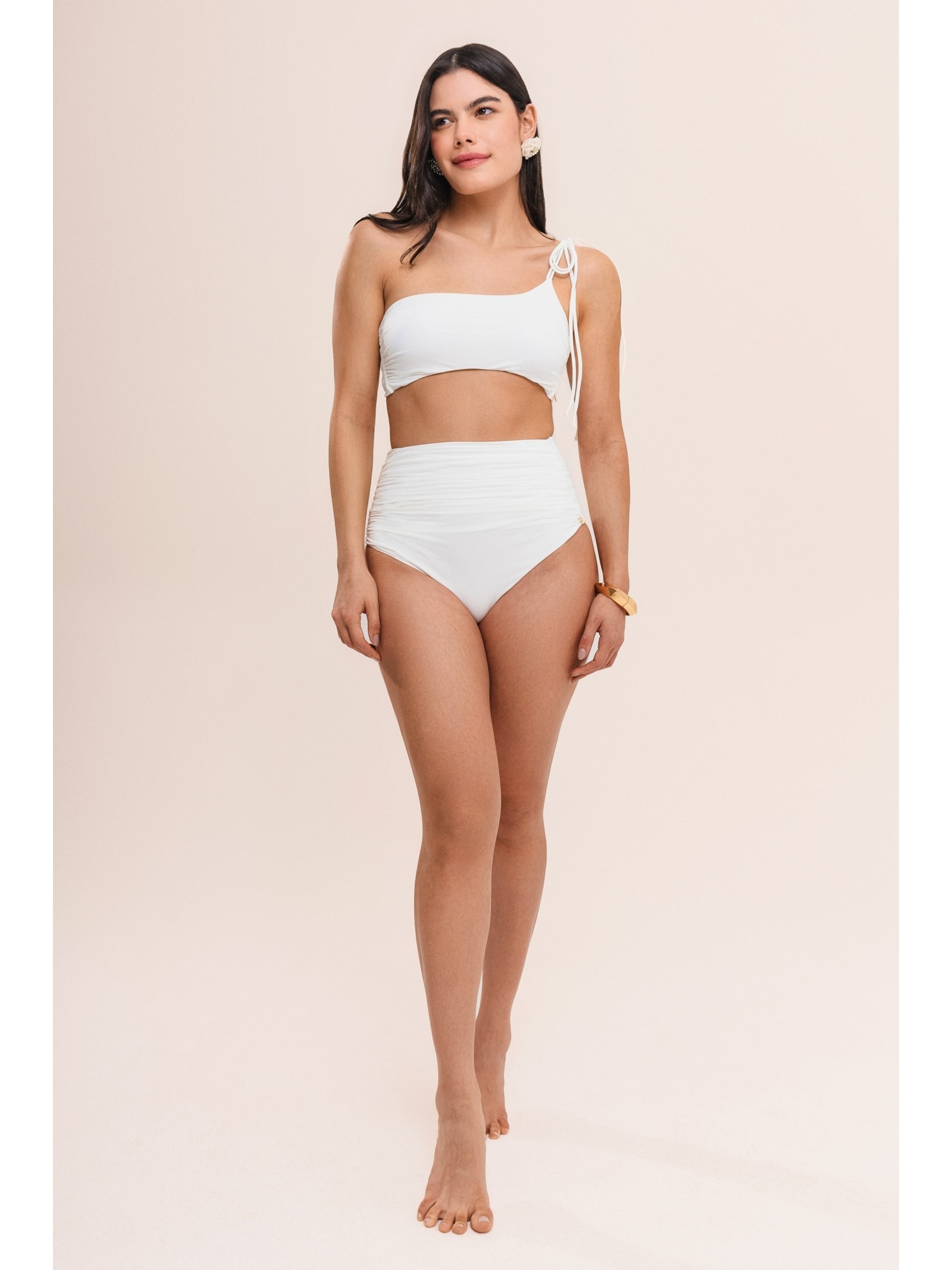 top biquíni um ombro só bio artemis off white Suntime