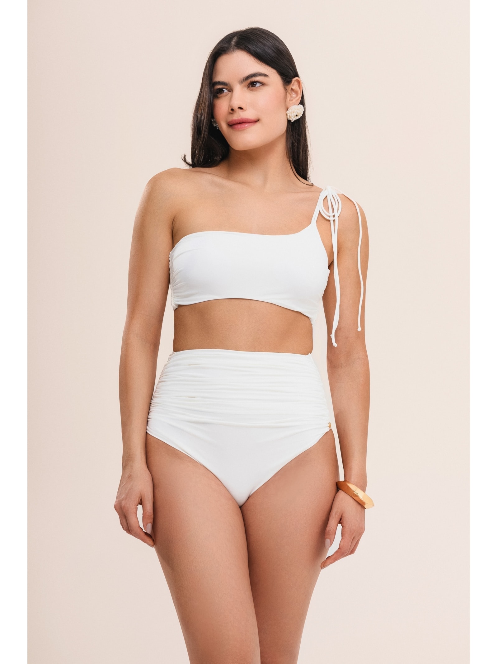 top biquíni um ombro só bio artemis off white Suntime