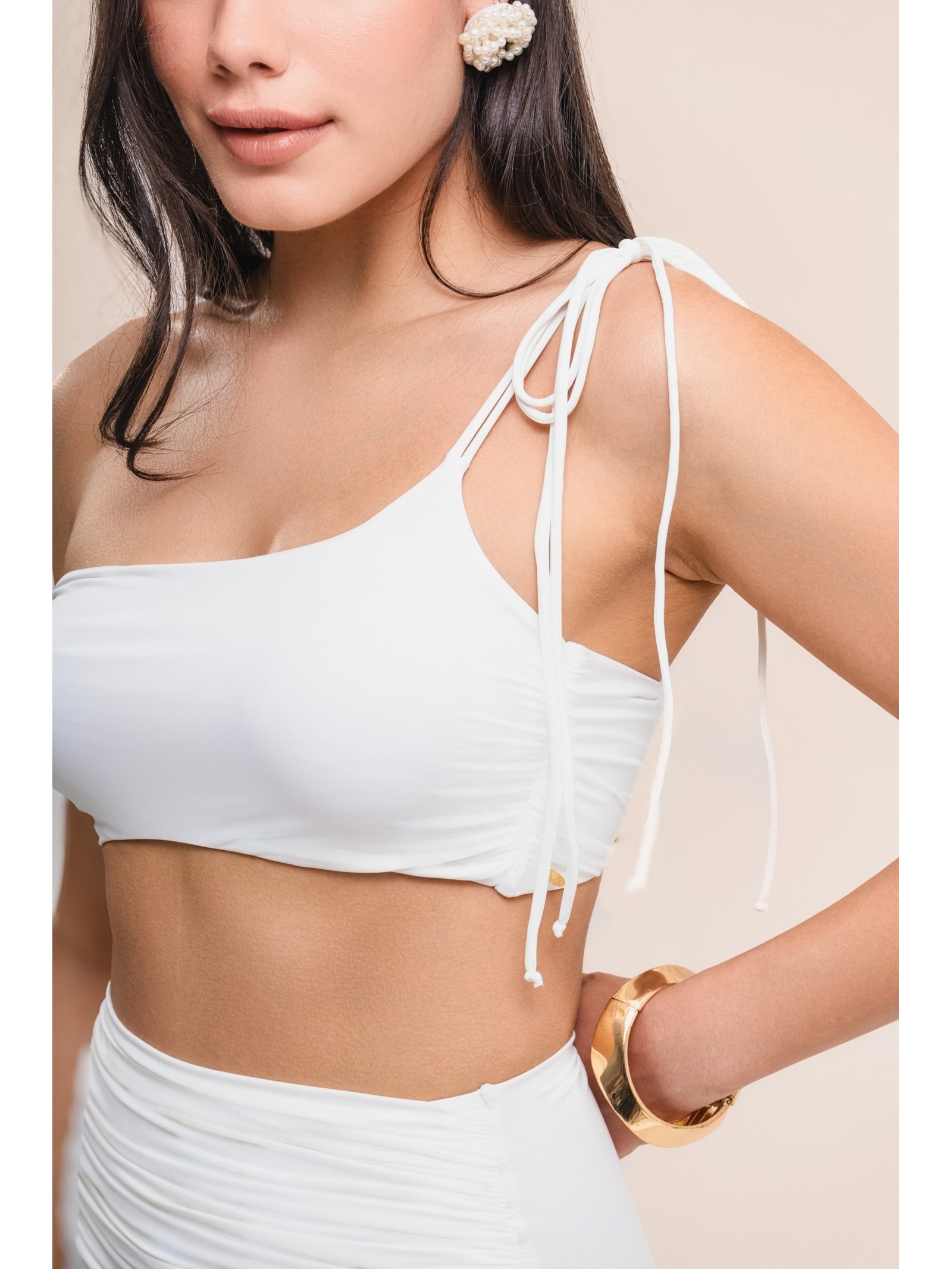 top biquíni um ombro só bio artemis off white Suntime