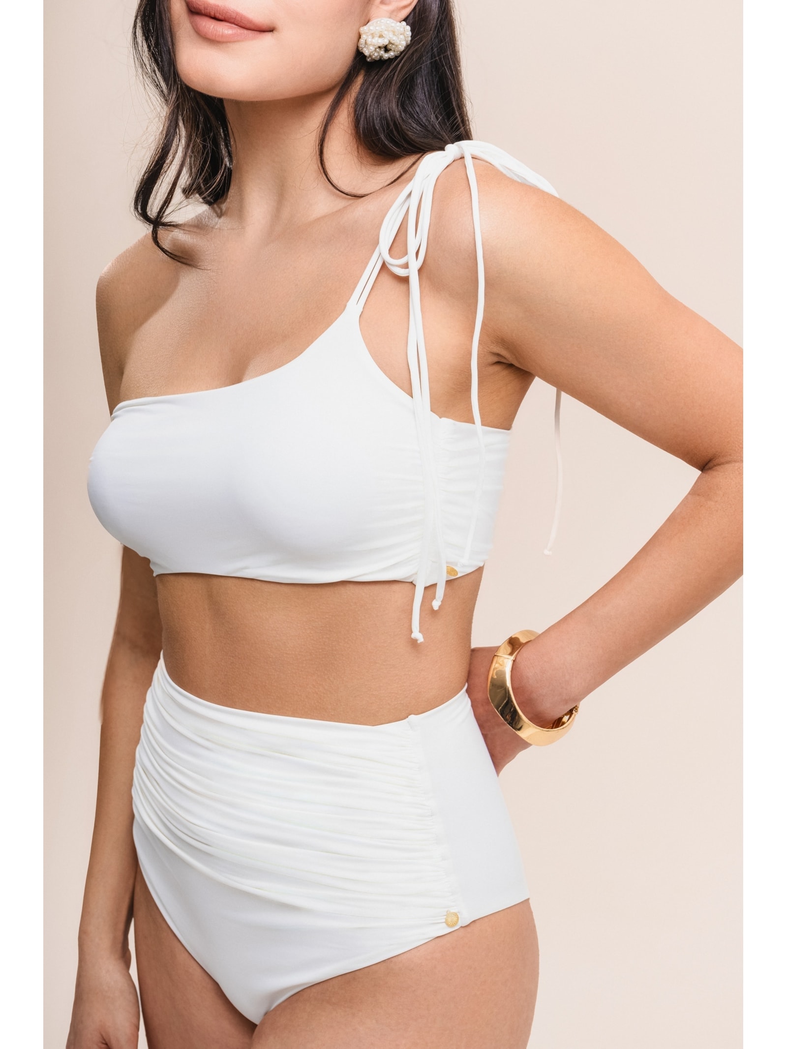 top biquíni um ombro só bio artemis off white Suntime
