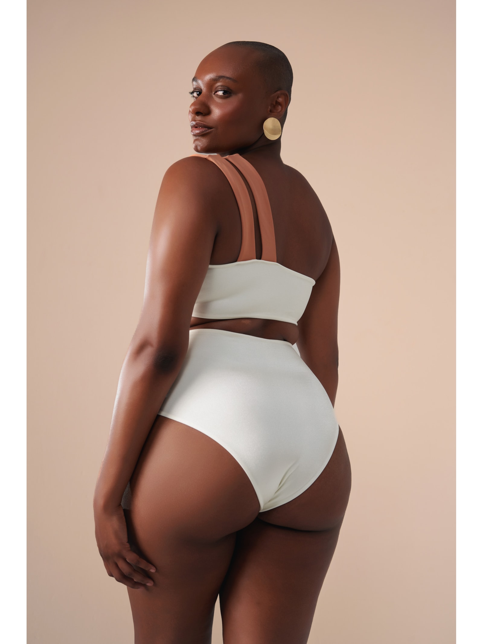 top biquíni um Ombro só Contour Off White Suntime