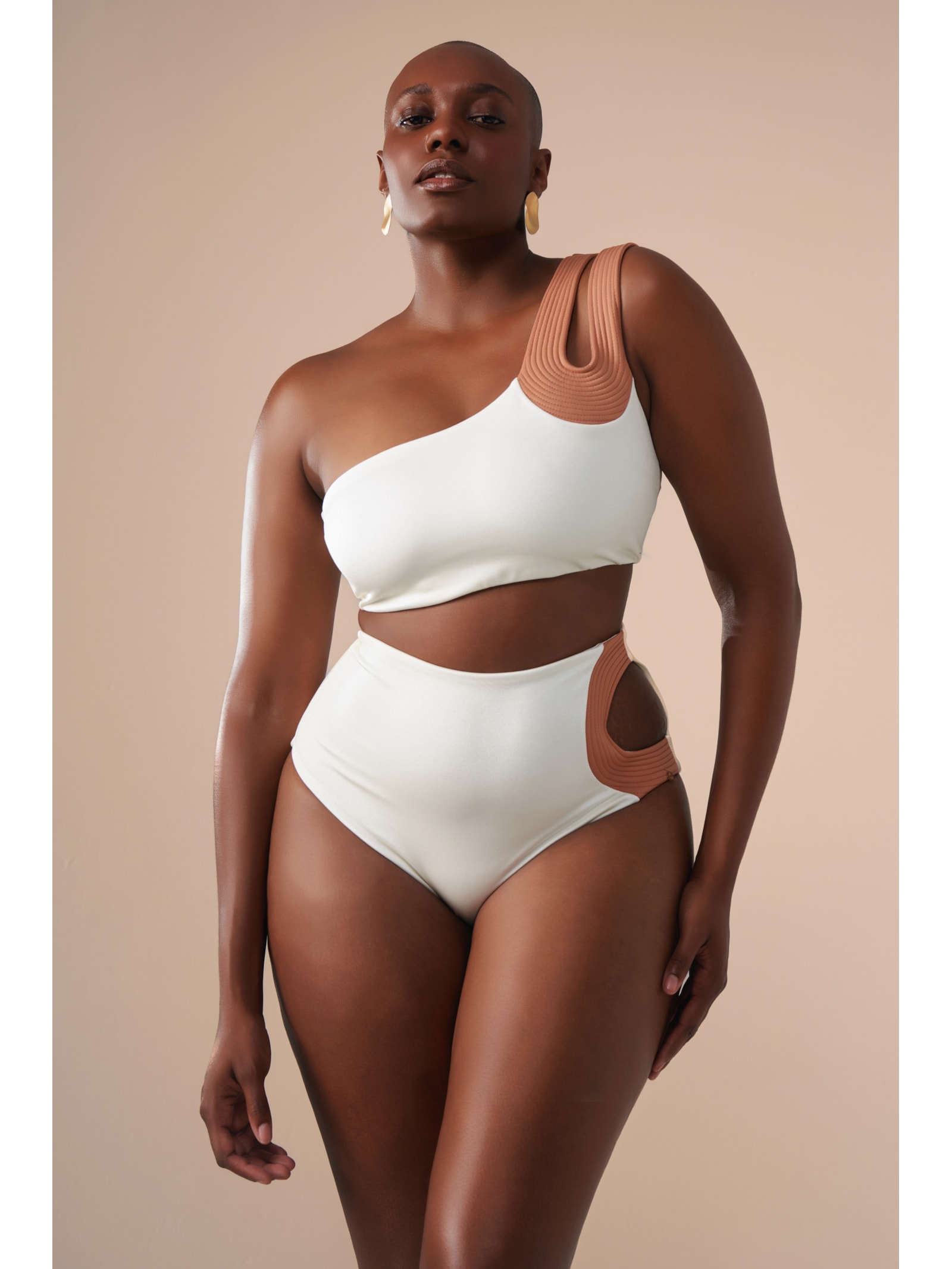 top biquíni um Ombro só Contour Off White Suntime