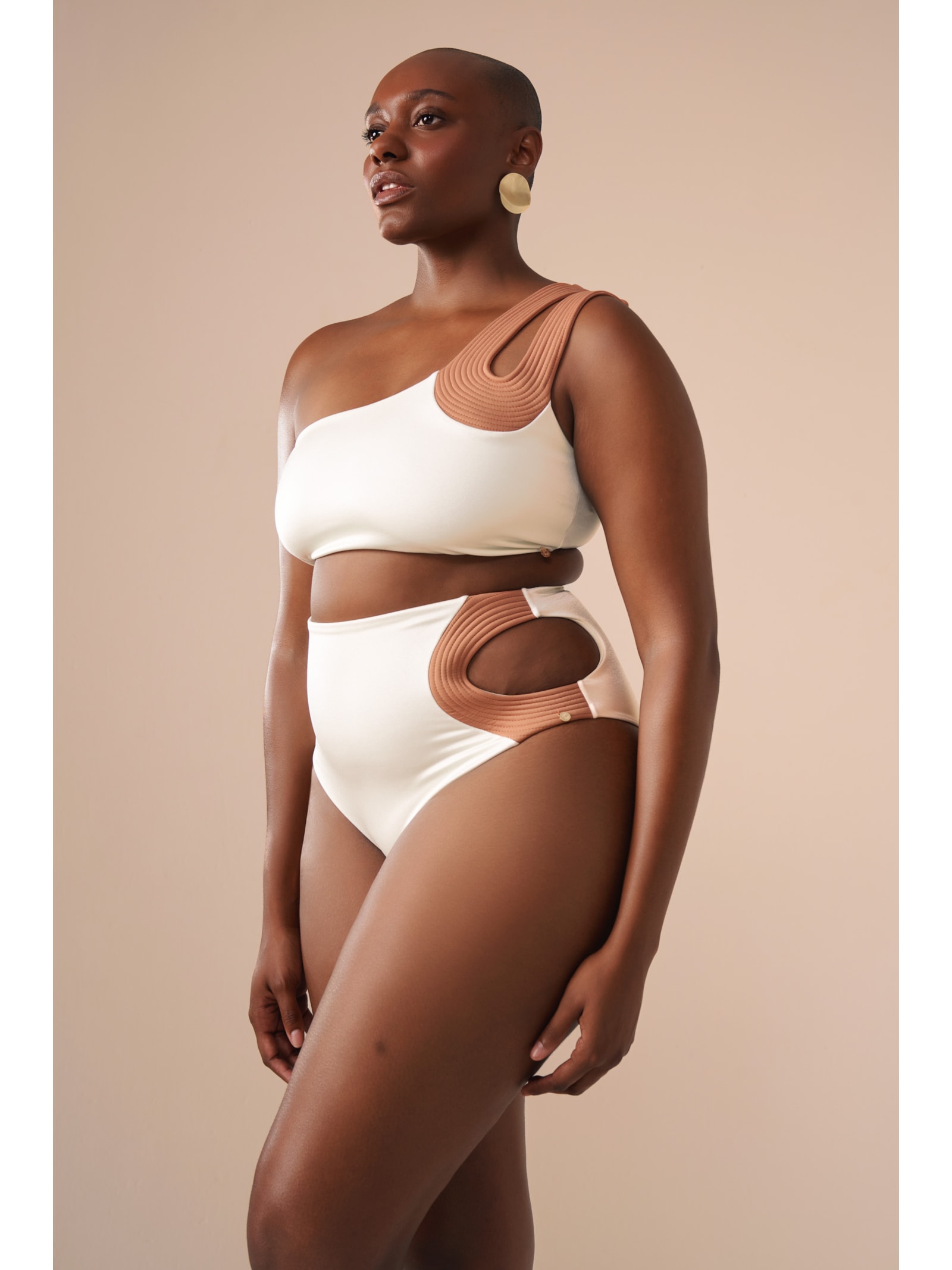 top biquíni um Ombro só Contour Off White Suntime