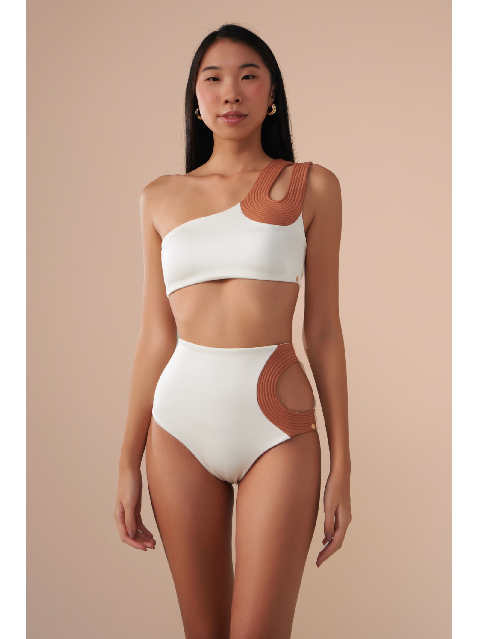top biquíni um Ombro só Contour Off White Suntime