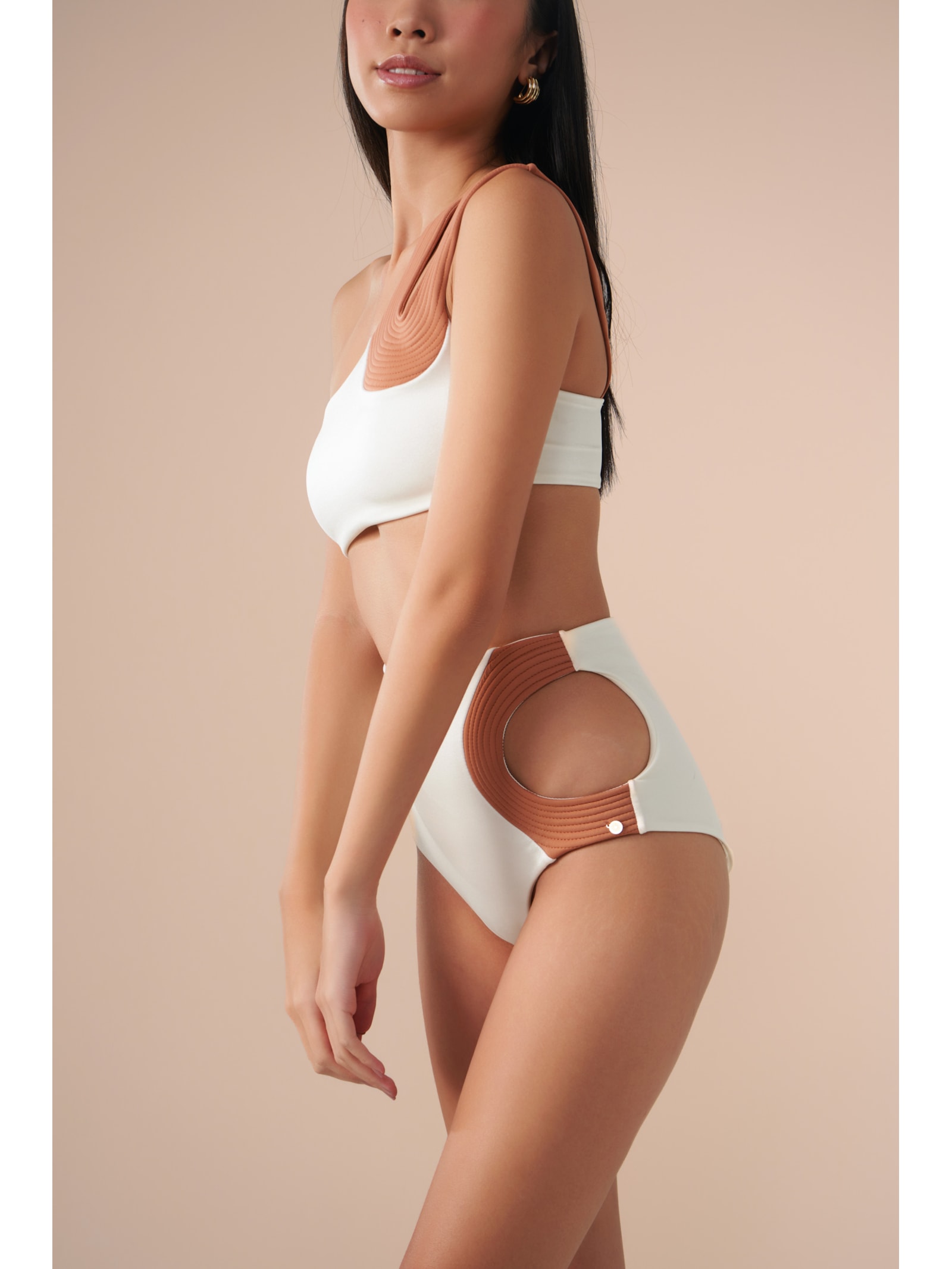 top biquíni um Ombro só Contour Off White Suntime