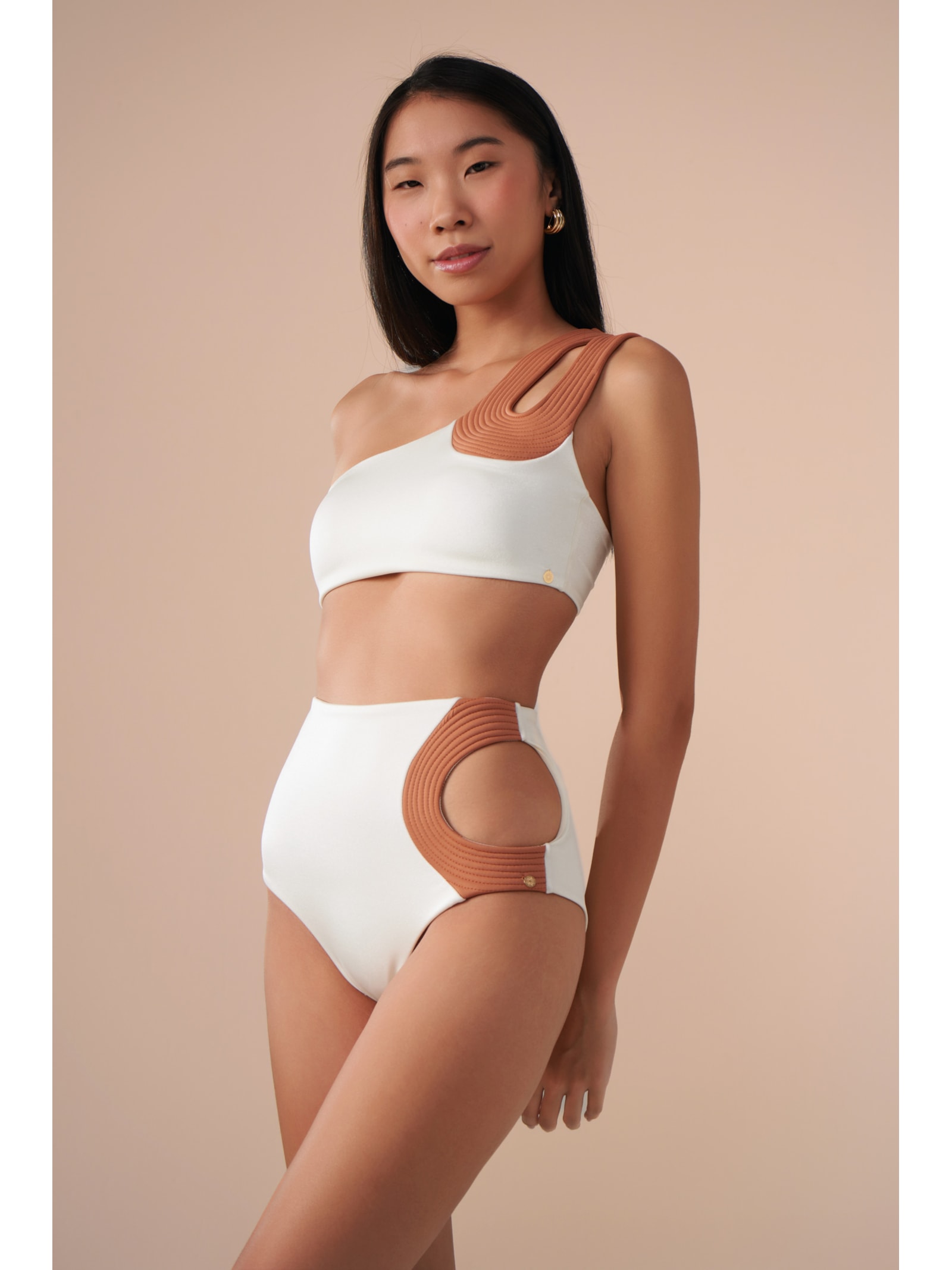 top biquíni um Ombro só Contour Off White Suntime