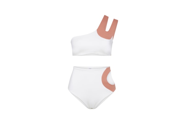 top biquíni um Ombro só Contour Off White