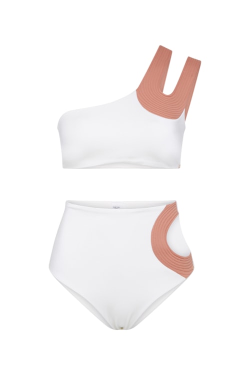 top biquíni um Ombro só Contour Off White