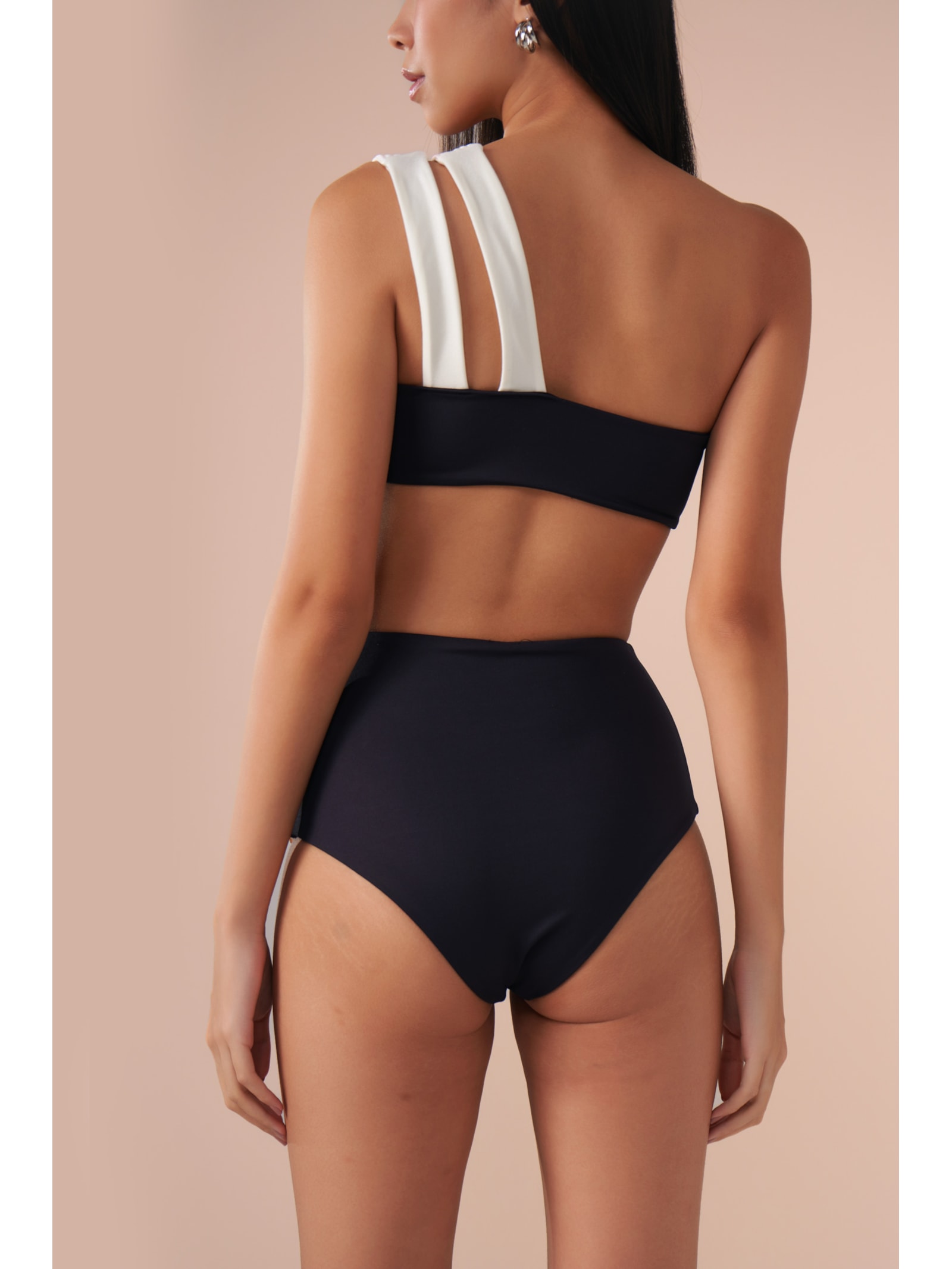 top biquíni um Ombro só Contour Preto Suntime