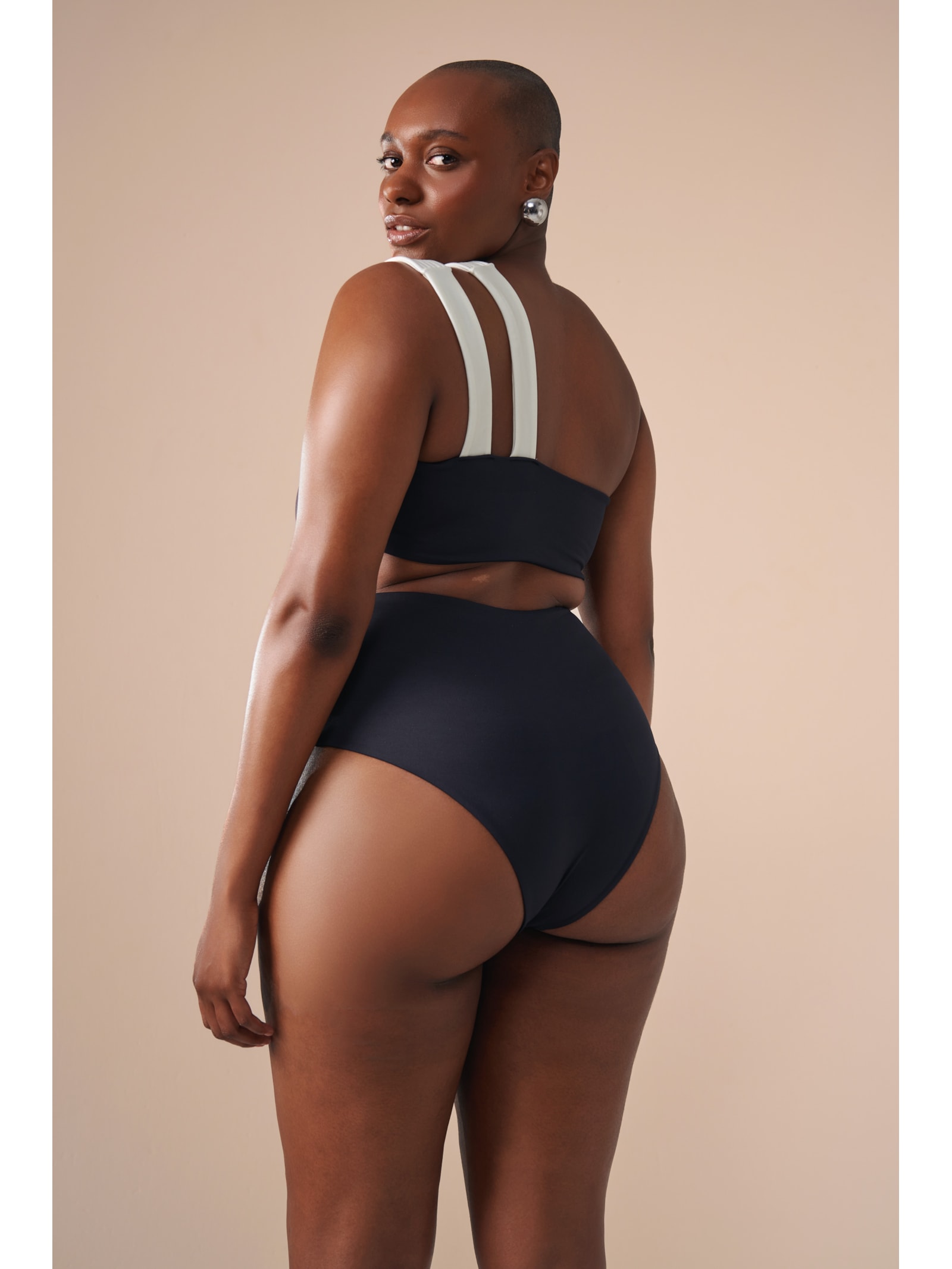 top biquíni um Ombro só Contour Preto Suntime