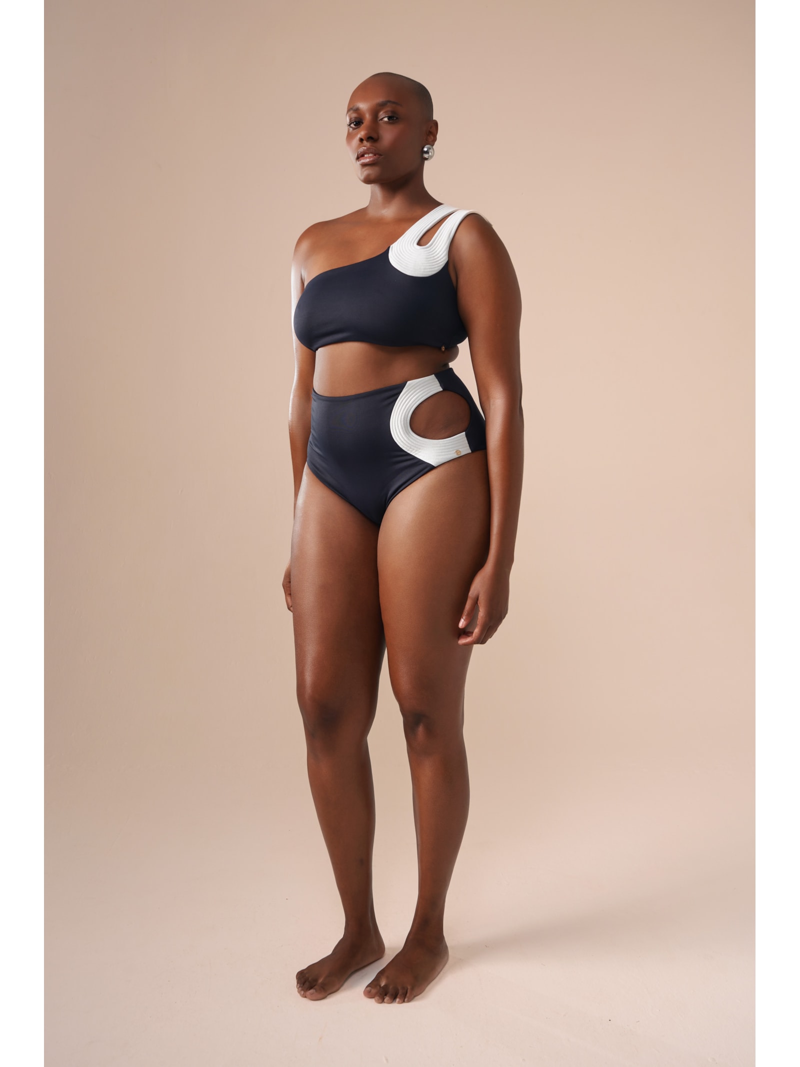 top biquíni um Ombro só Contour Preto Suntime