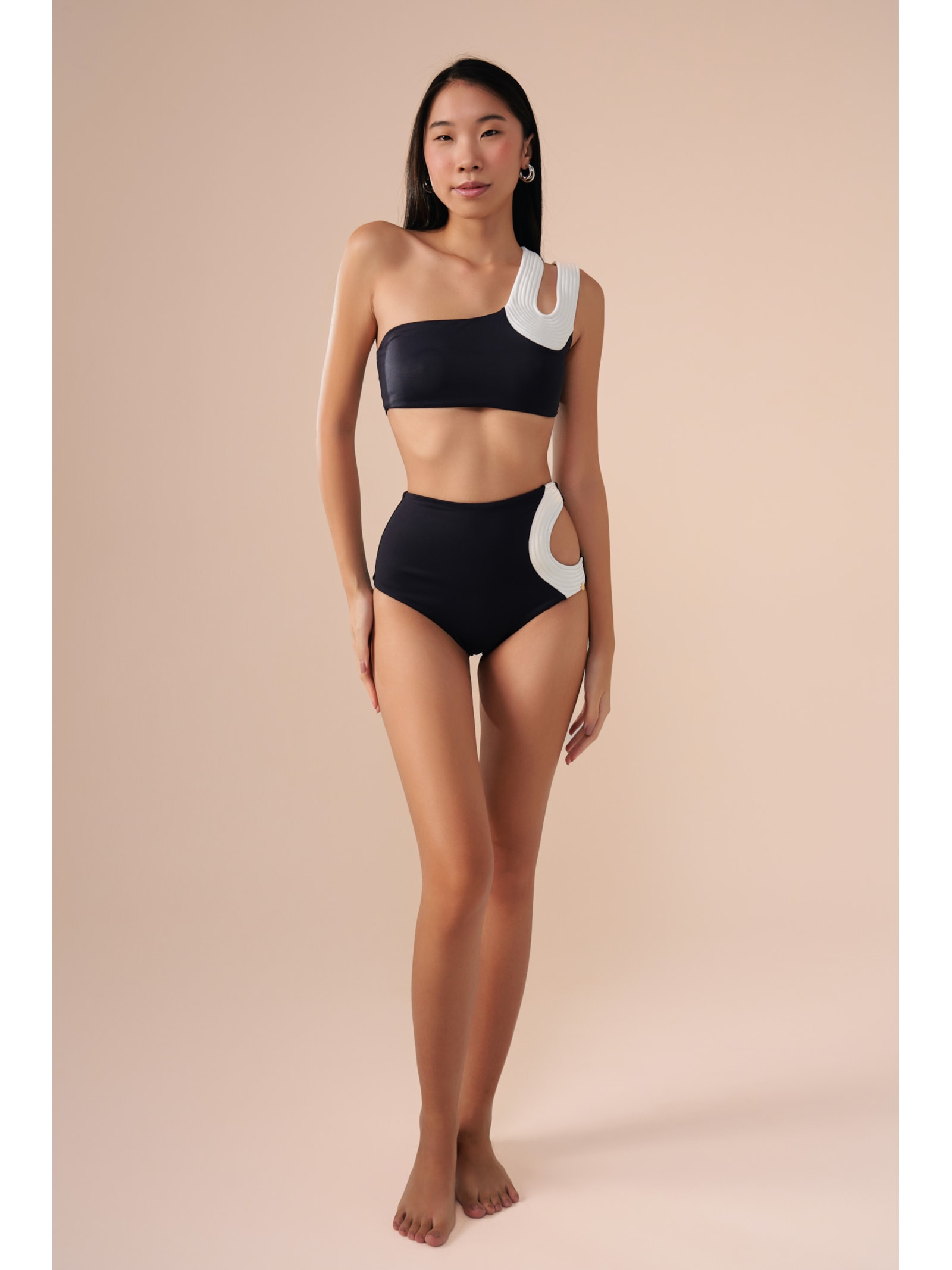 top biquíni um Ombro só Contour Preto Suntime