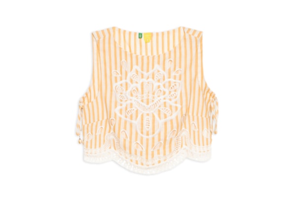  Top Bordado Listras Camponesa - Amarelo