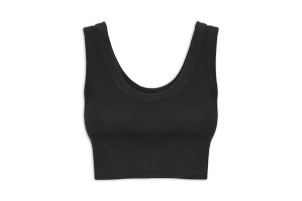 Top Canelado Cropped - Preto