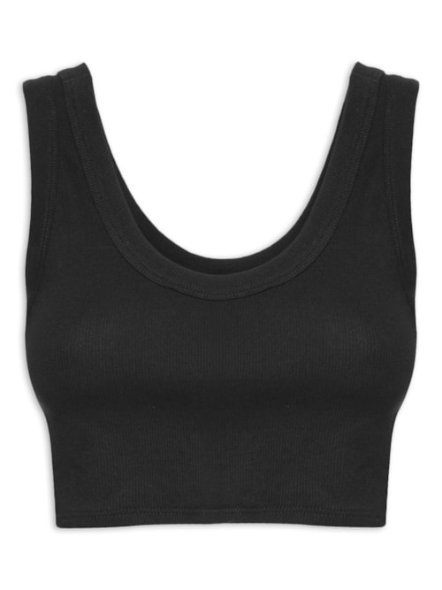 Top Canelado Cropped – Preto