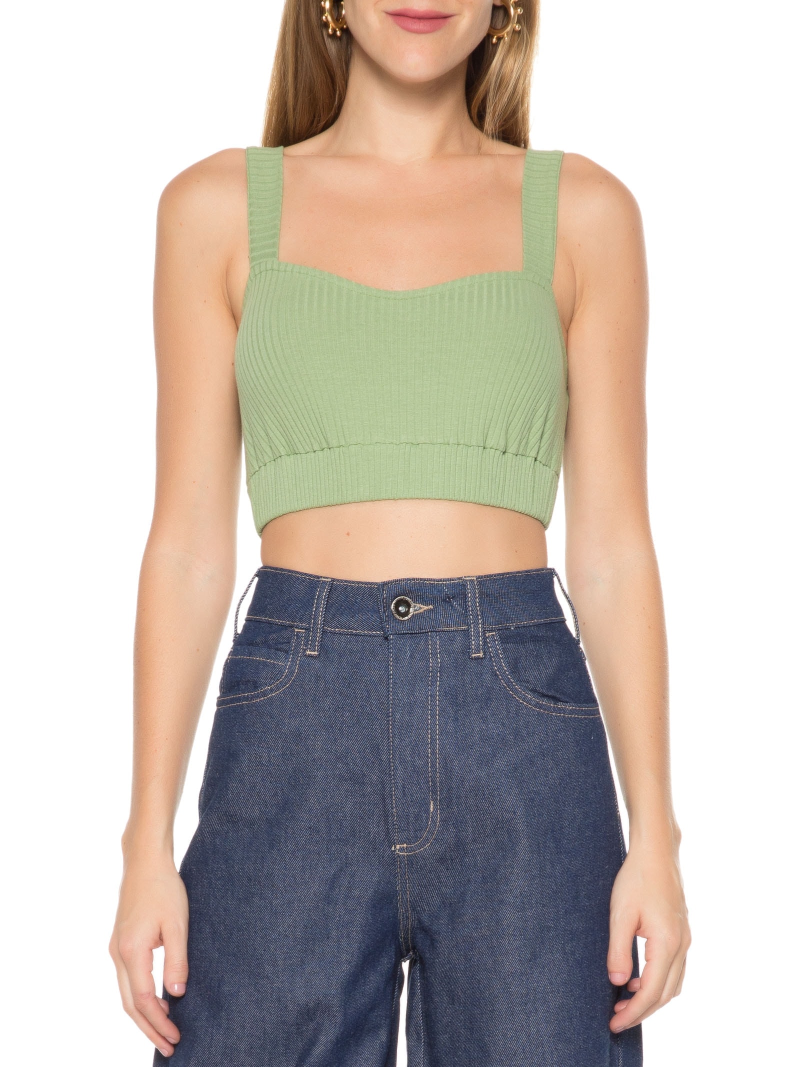 Top Canelado Verde Colcci