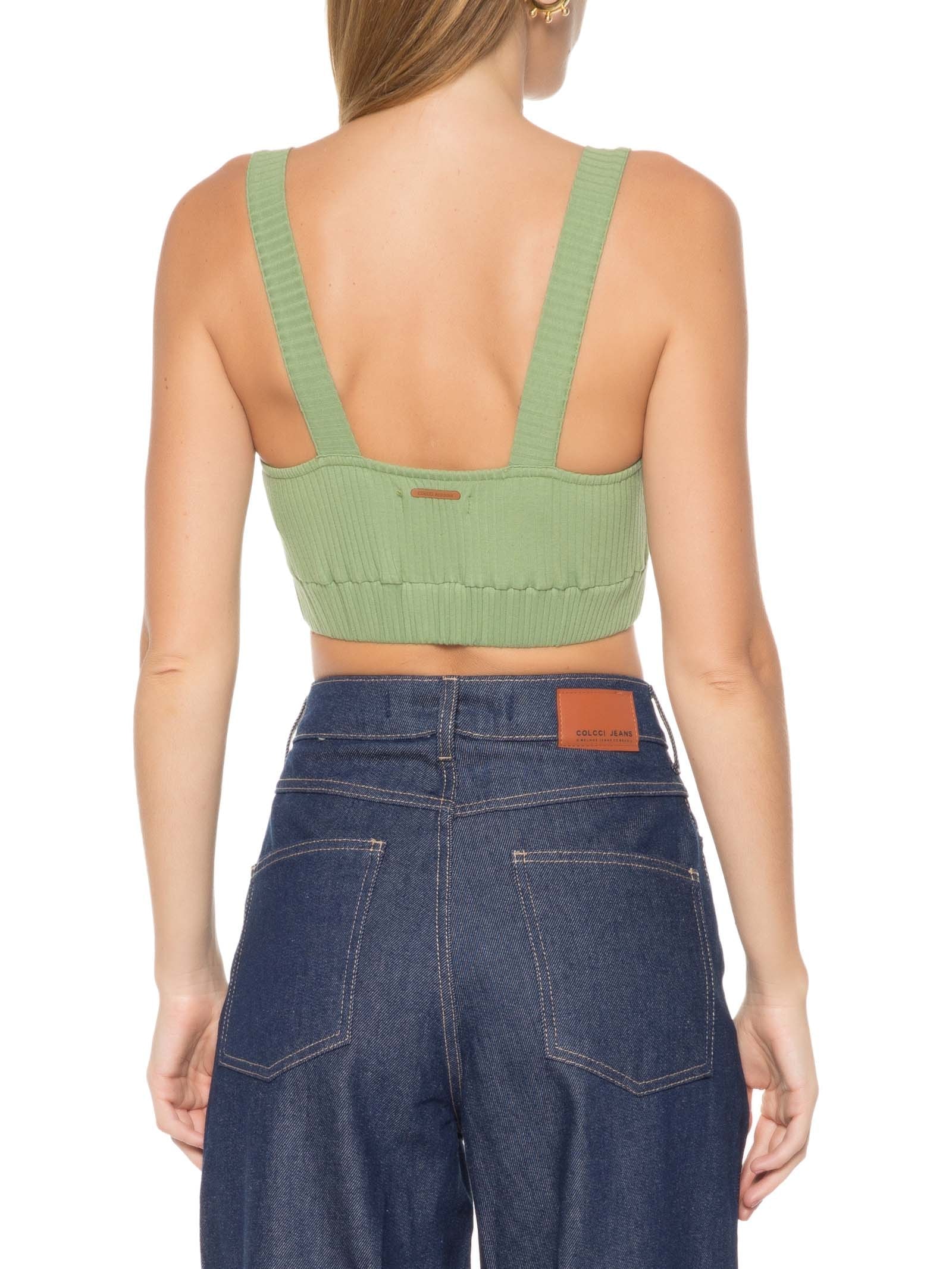 Top Canelado Verde Colcci