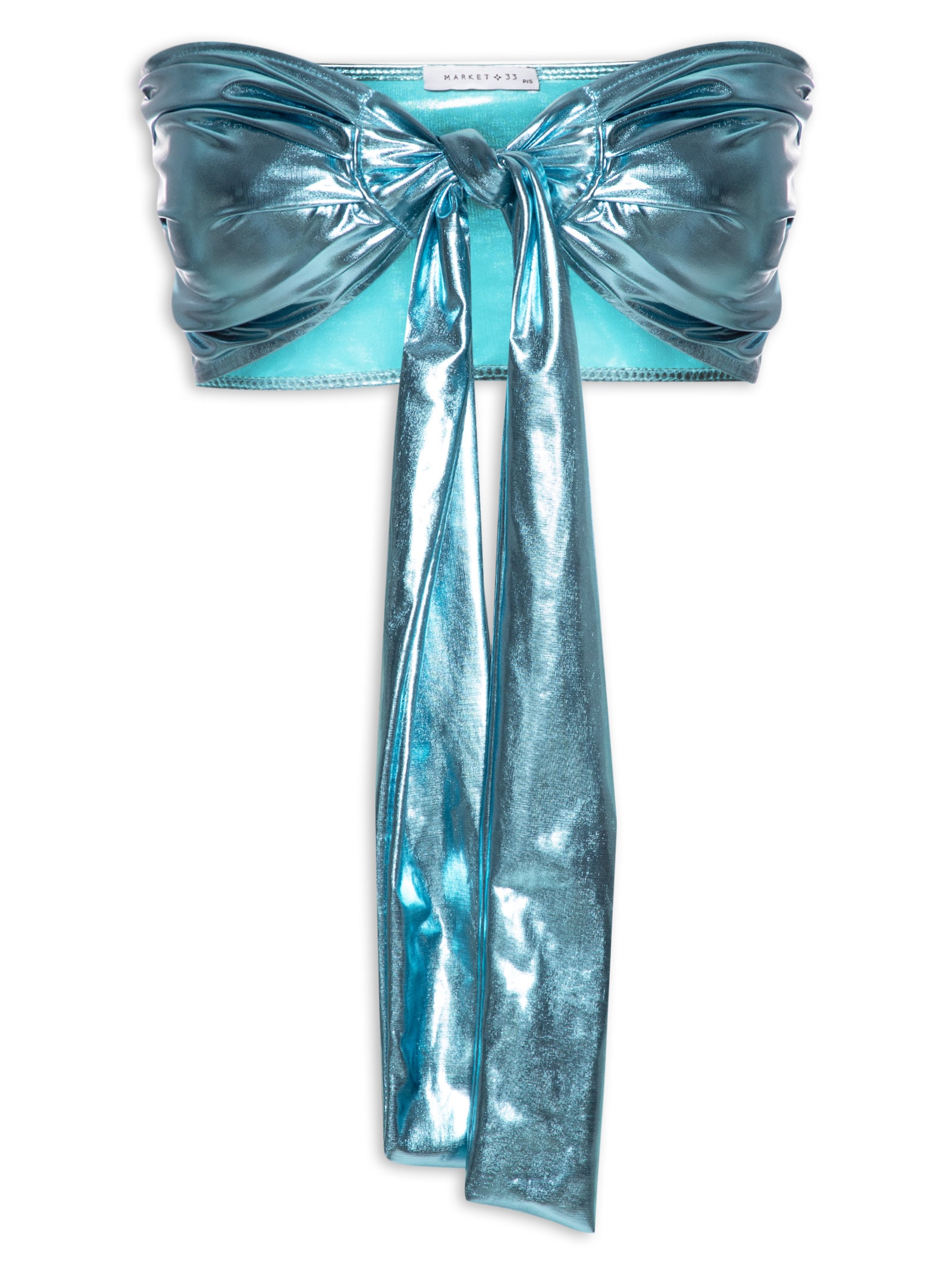 Top Carnaval Amarração Malha Metálica Azul Market 33