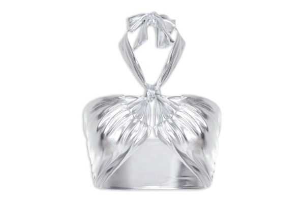 Top Carnaval Amarração Malha Metálica - Prata