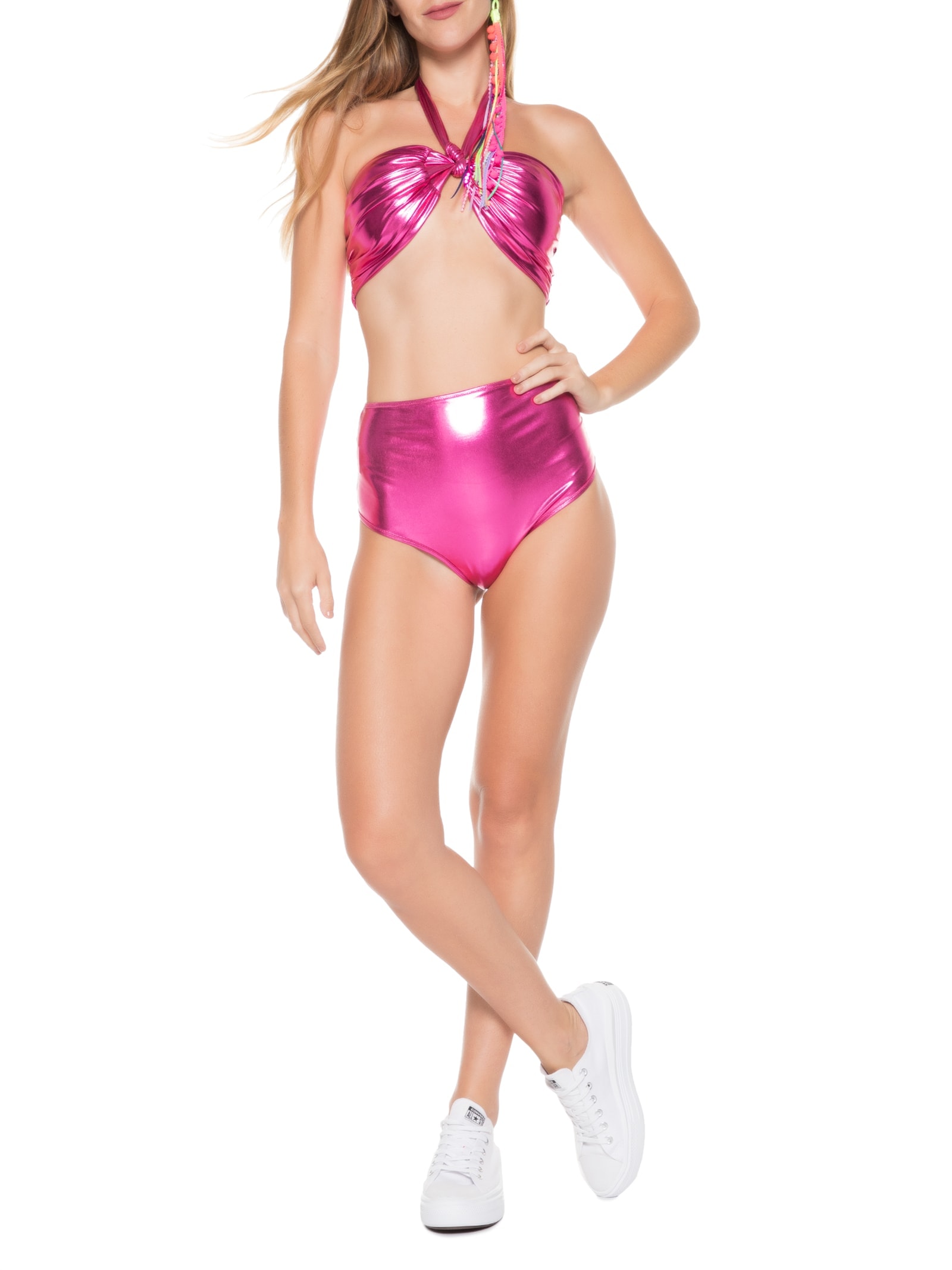 Top Carnaval Amarração Malha Metálica Rosa Market 33