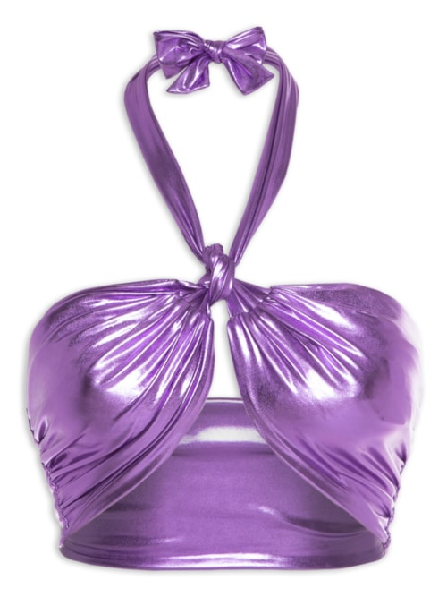 Top Carnaval Amarração Malha Metálica - Roxo