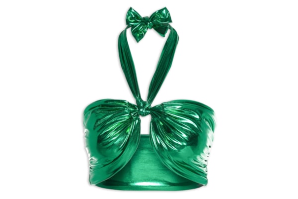 Top Carnaval Amarração Malha Metálica - Verde