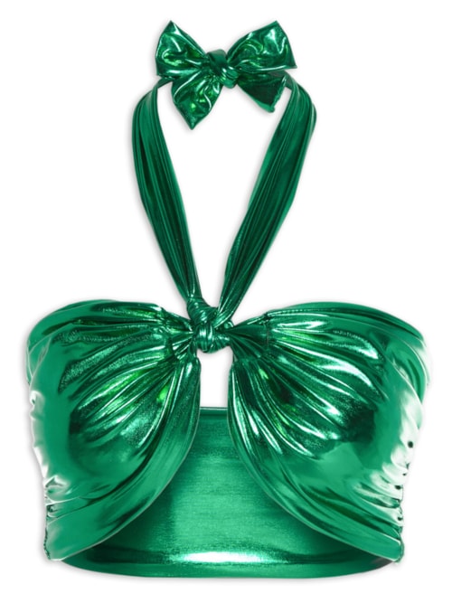 Top Carnaval Amarração Malha Metálica - Verde