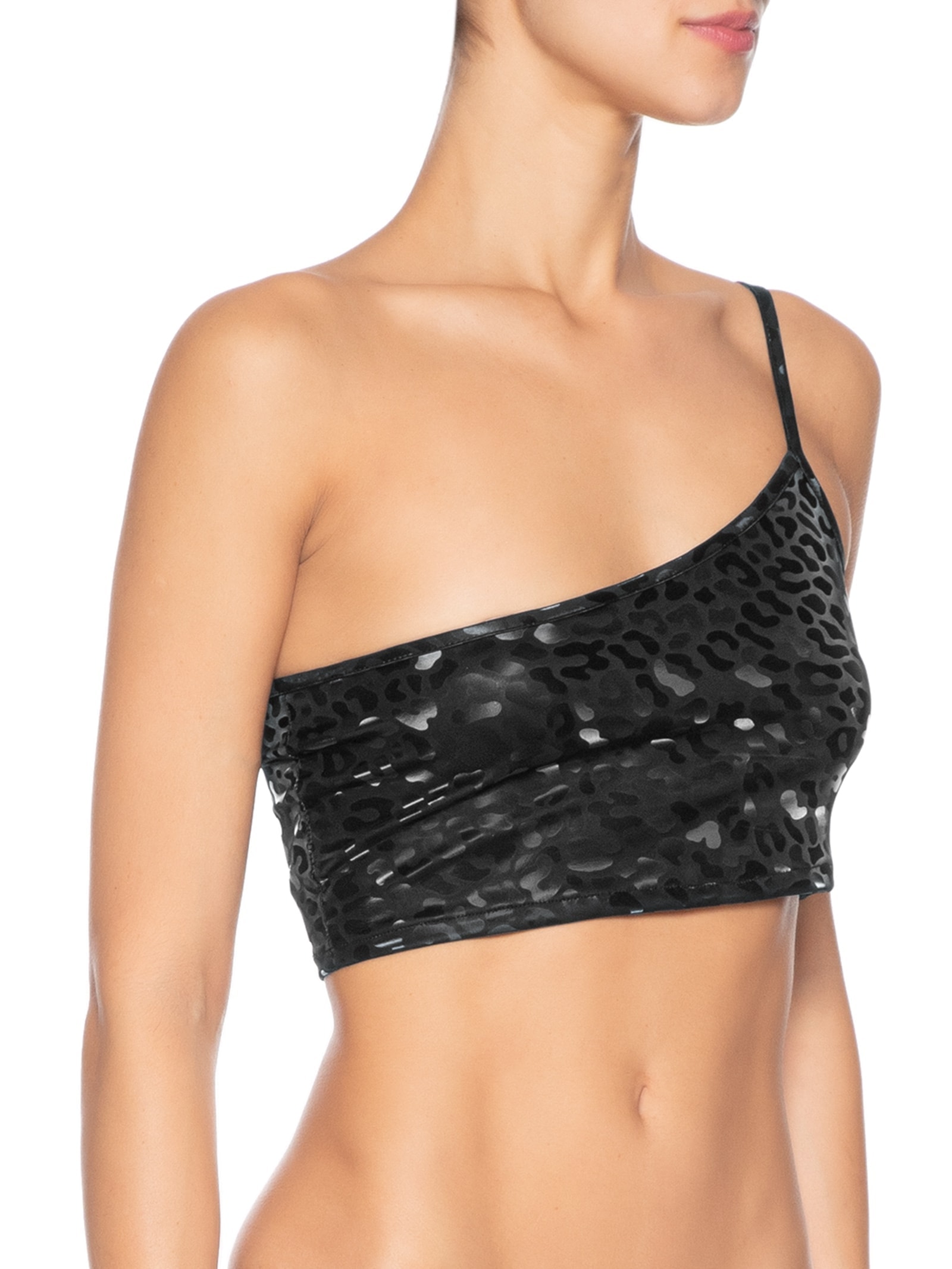 Top Carnaval Um Ombro Só Animal Print Preto Market 33