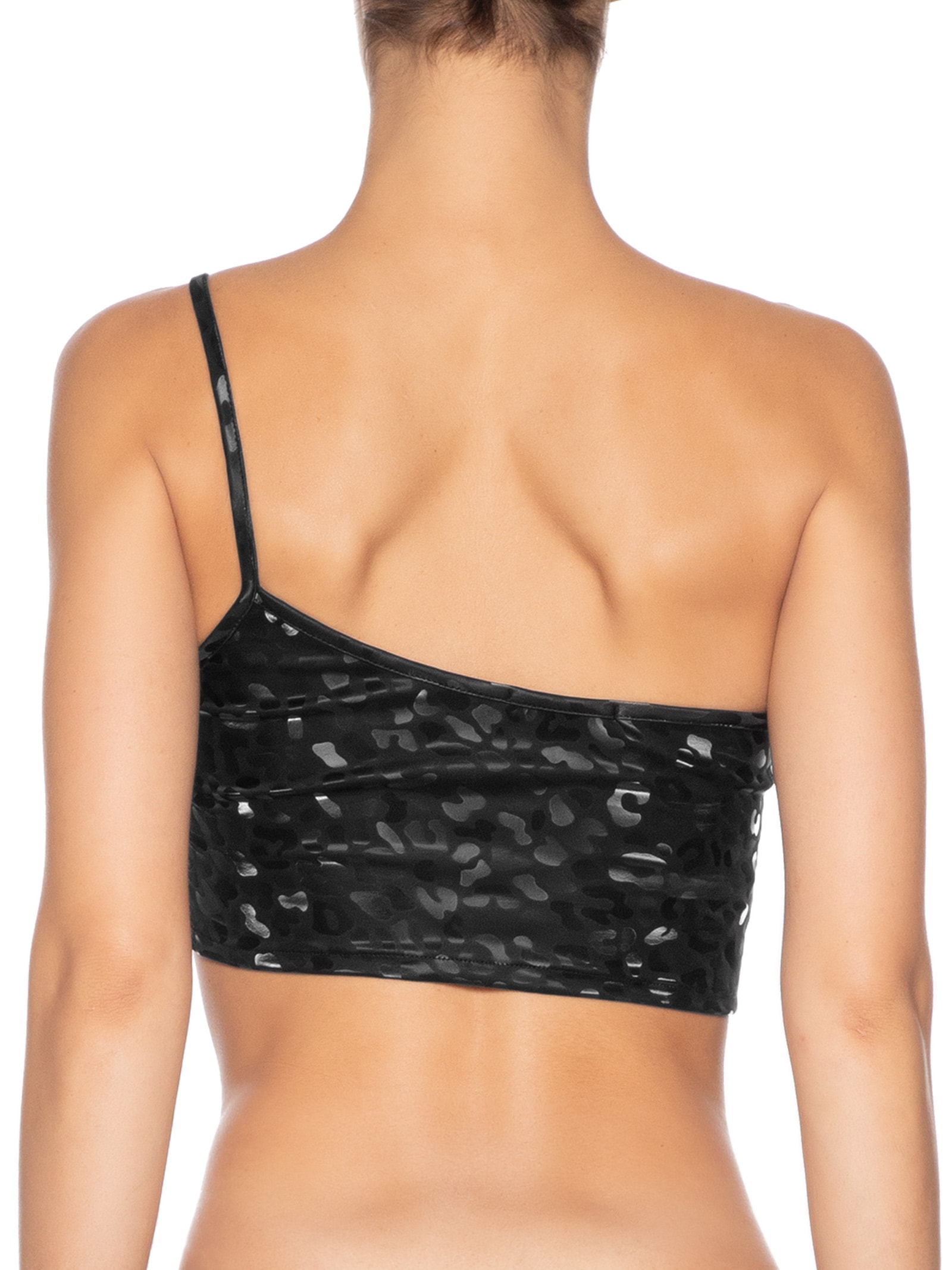 Top Carnaval Um Ombro Só Animal Print Preto Market 33