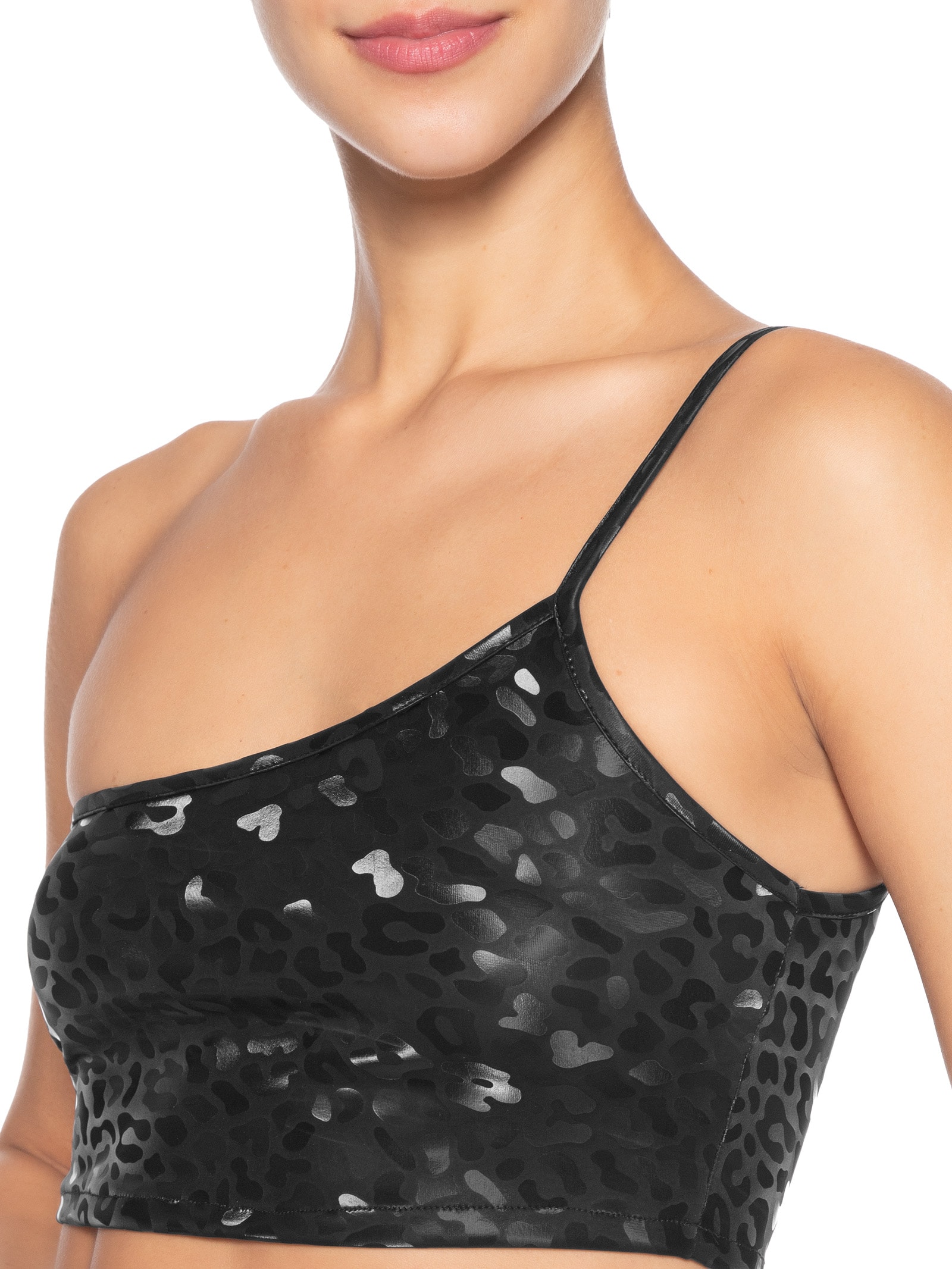 Top Carnaval Um Ombro Só Animal Print Preto Market 33