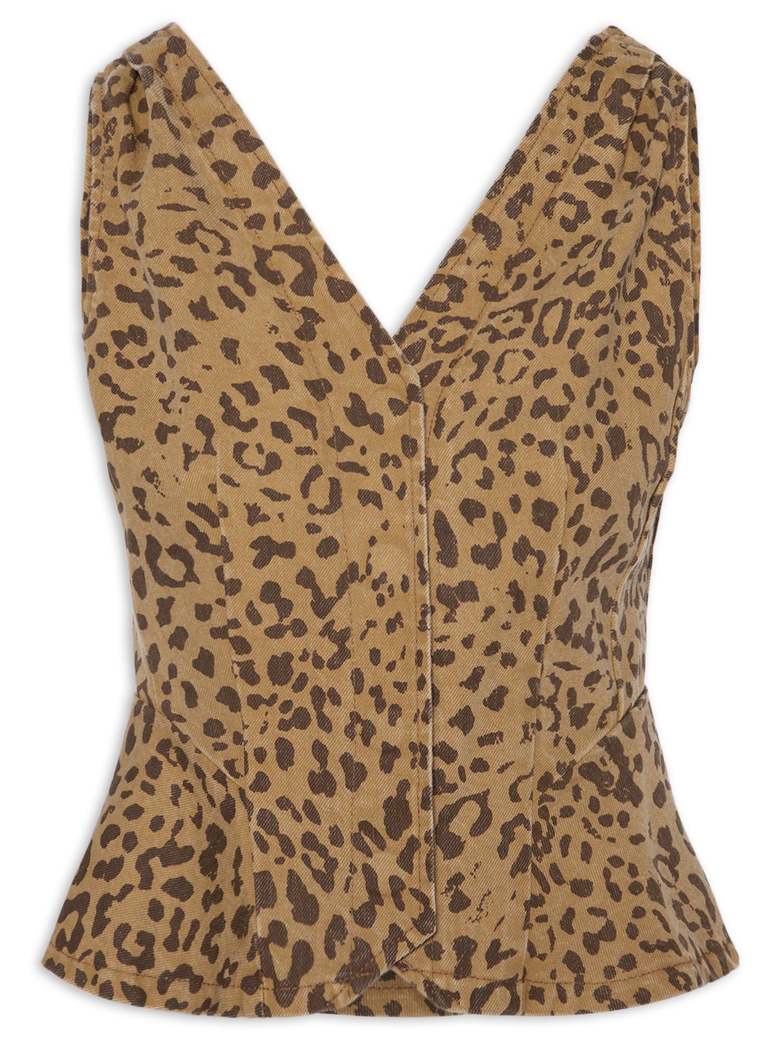 Top Colete De Sarja Marrom Animale Jeans