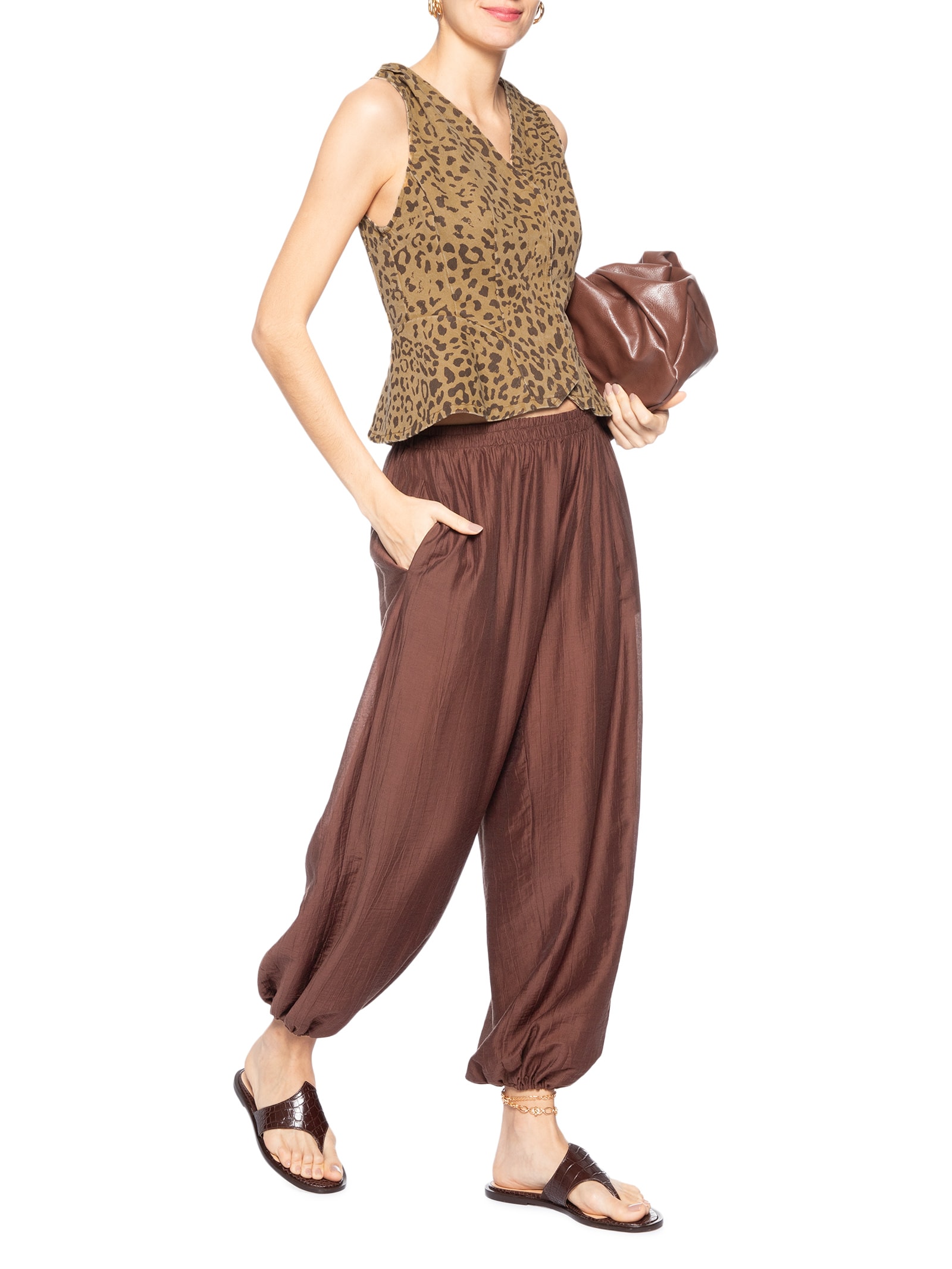 Top Colete De Sarja Marrom Animale Jeans