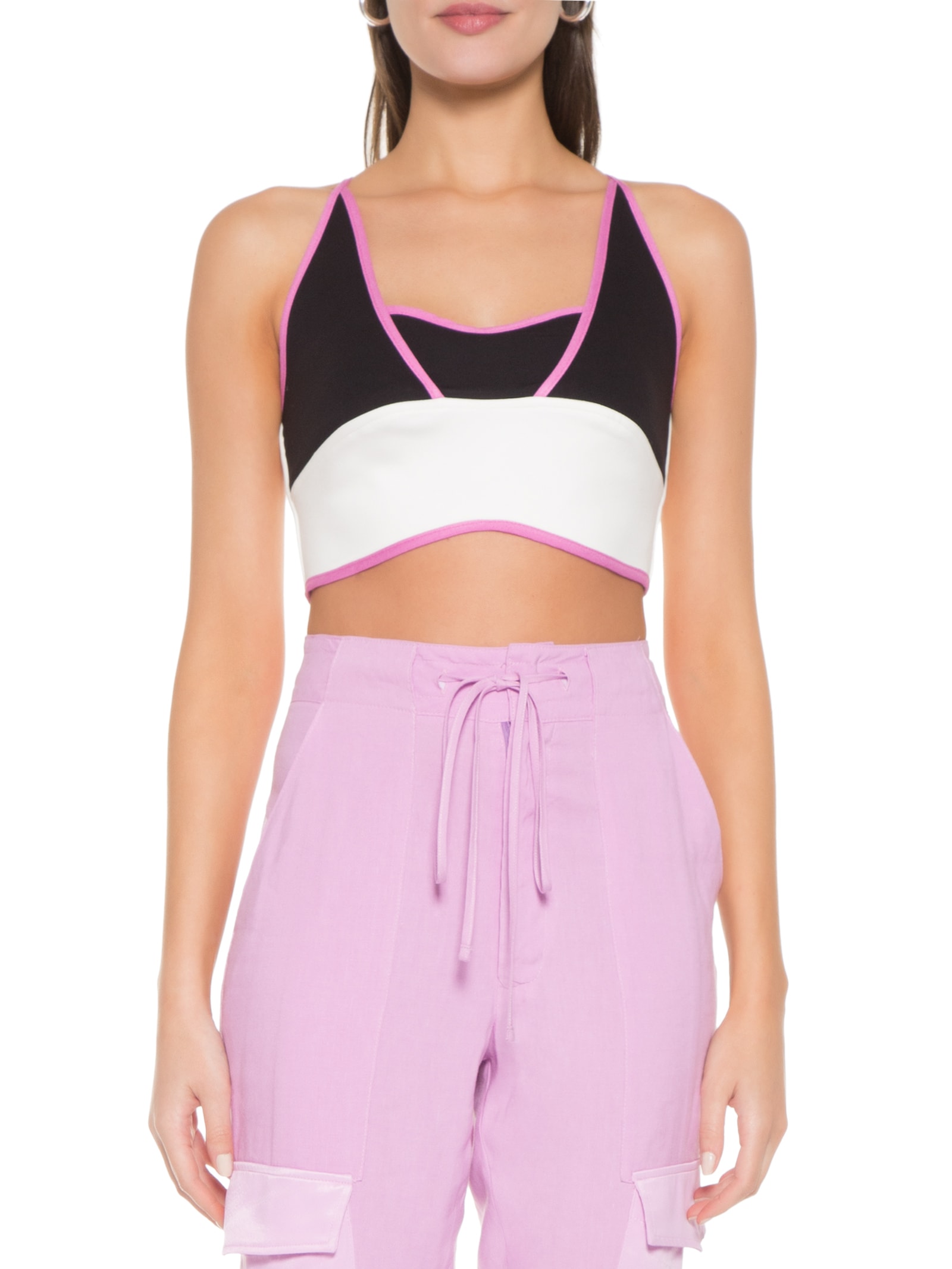 Top Color Com Recortes Branco Open