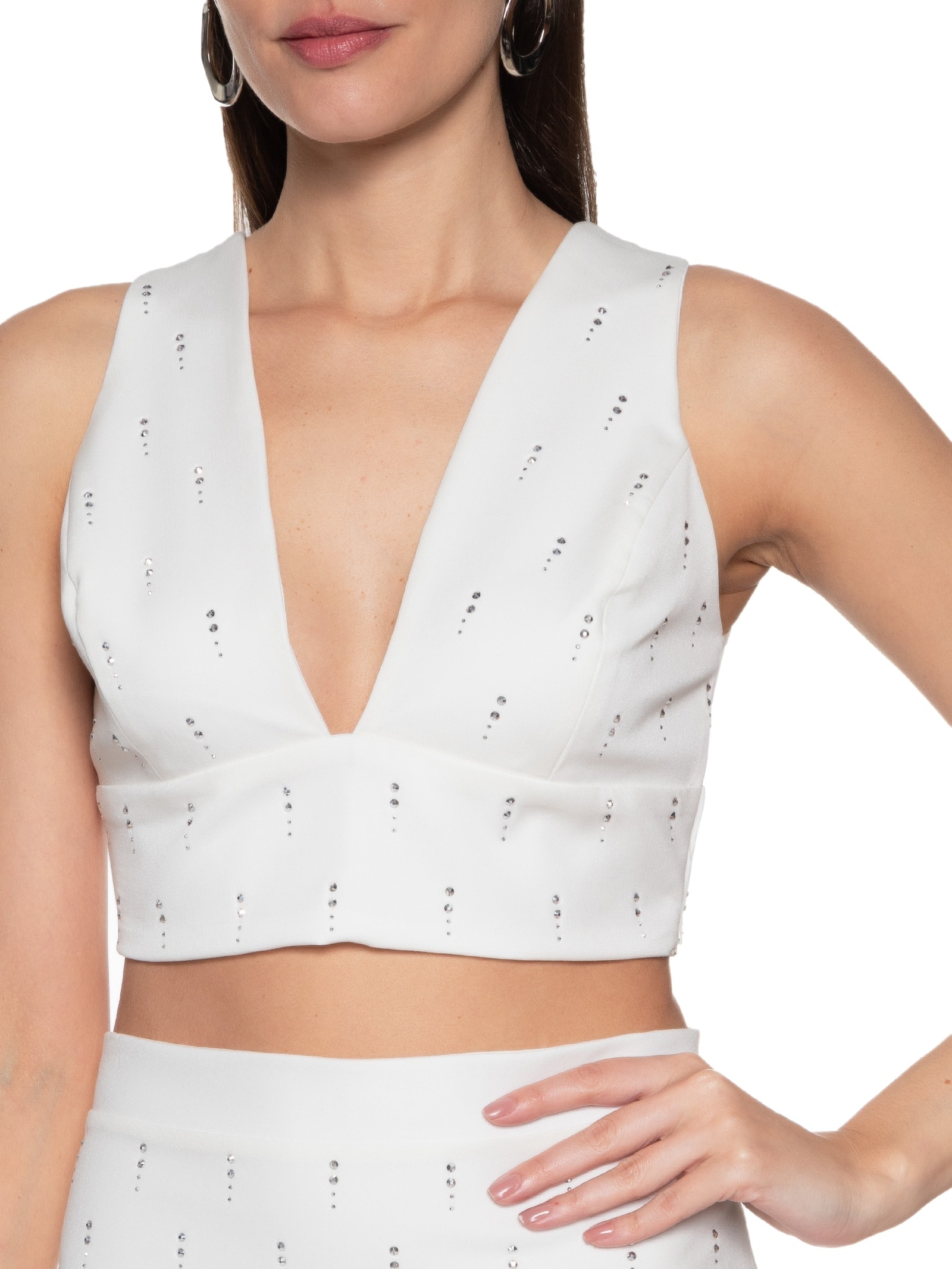 Top Com Aplicação Branco  Colcci
