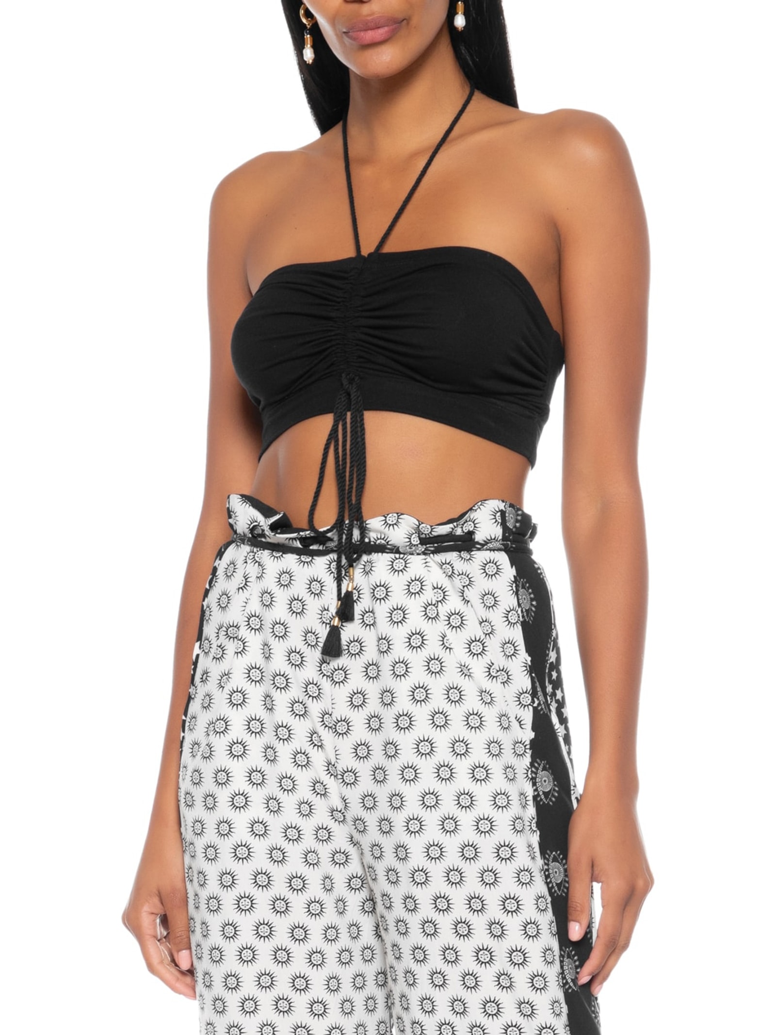 Top Com Cardarço Preto Dress To