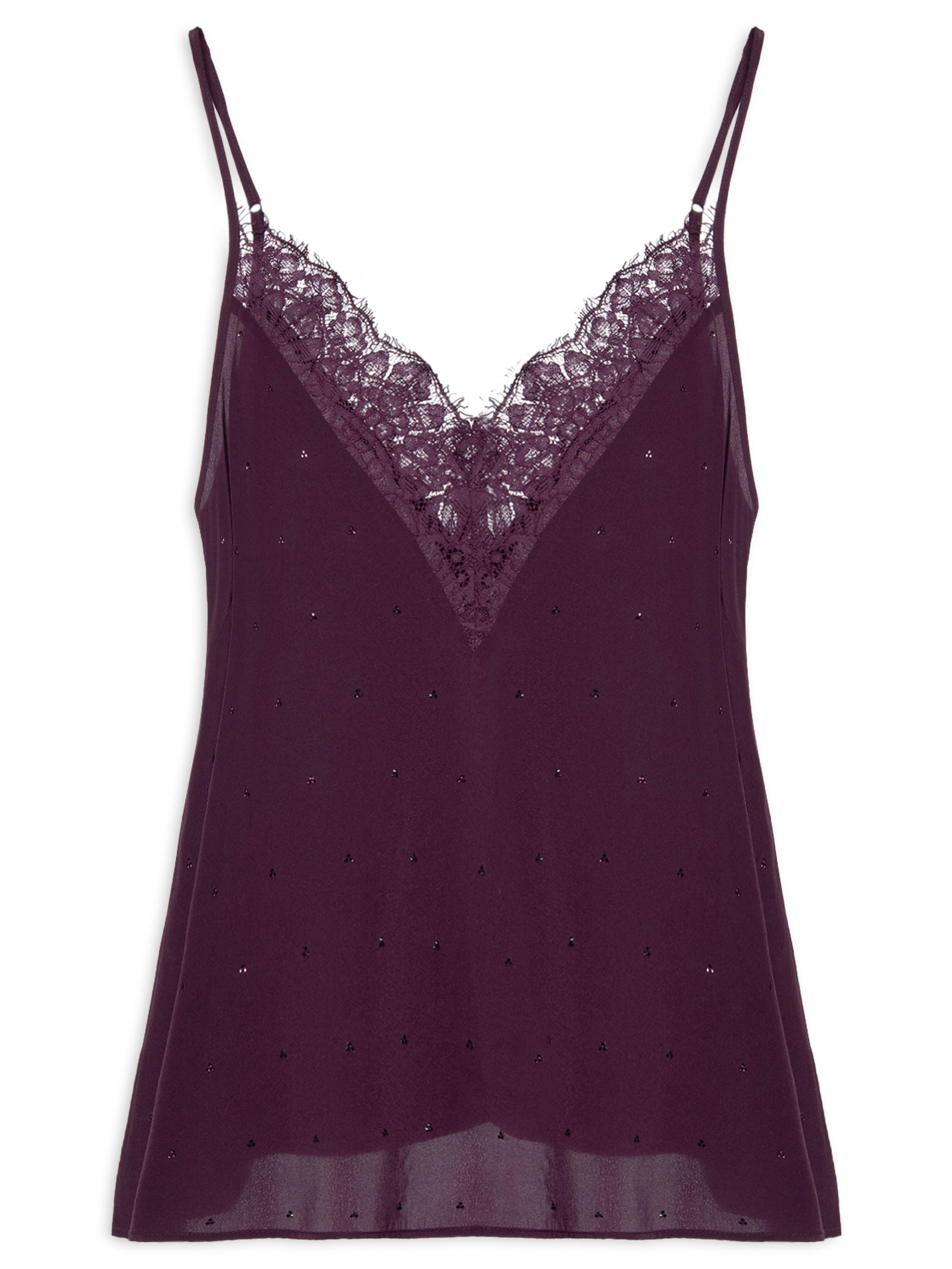 Top Com Renda E Strass Roxo Animale