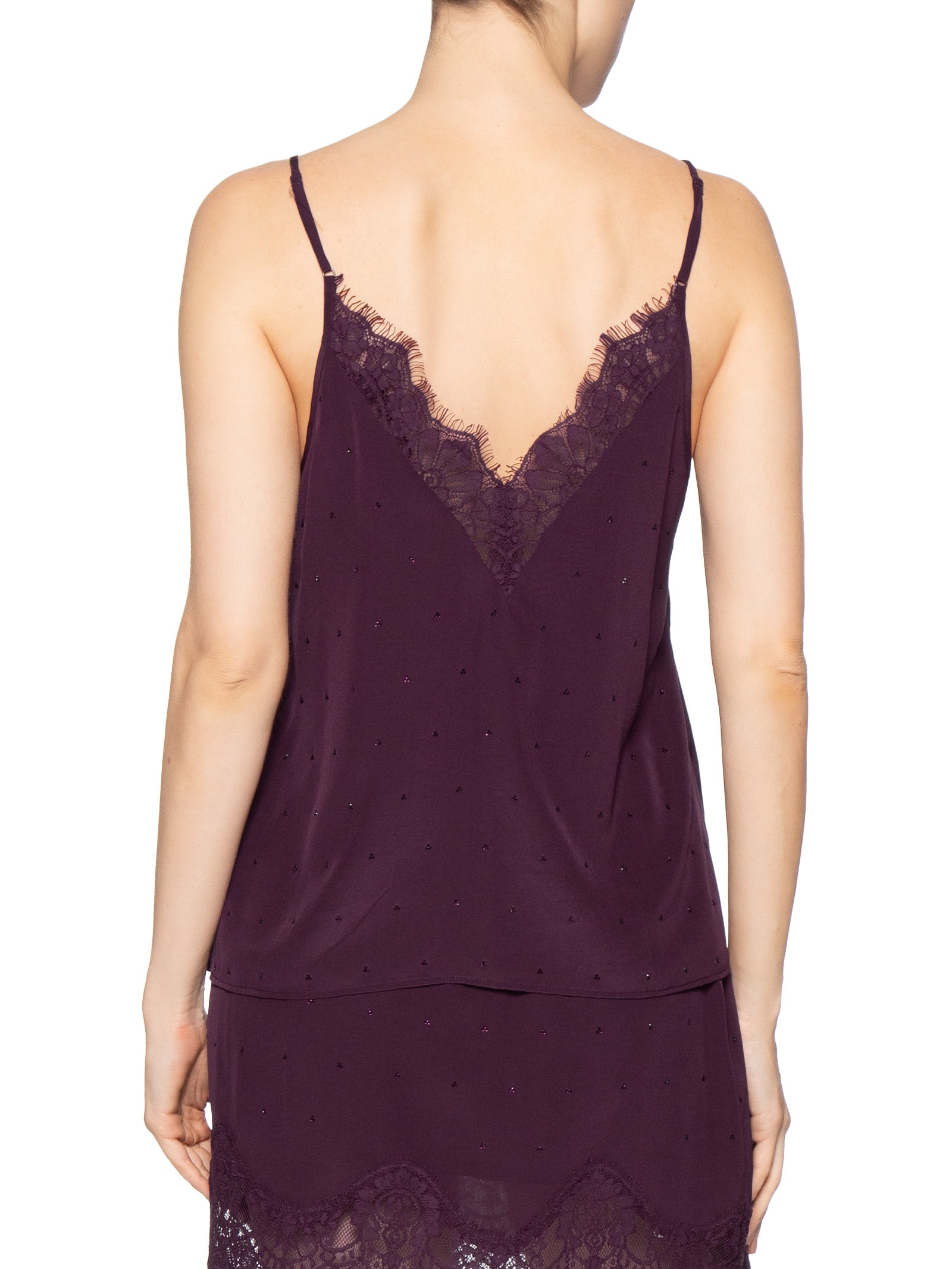 Top Com Renda E Strass Roxo Animale