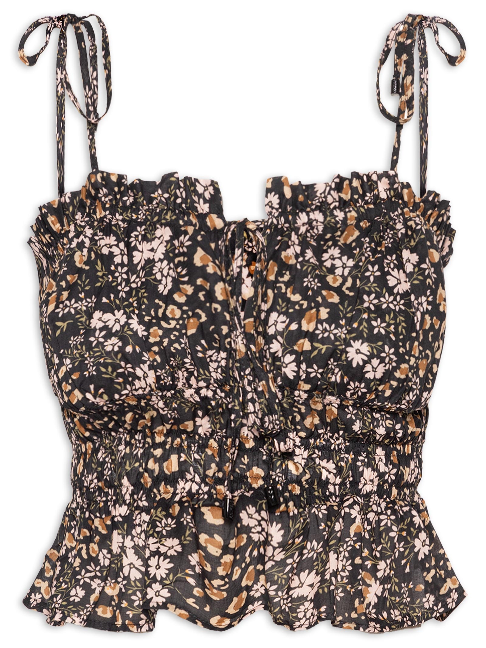 Top Corpo Franzido Liberty Onça Preto Animale