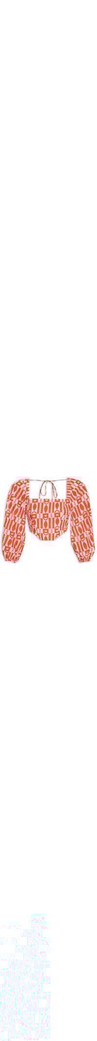 Top Corselet Estampa Beira Mar - Laranja