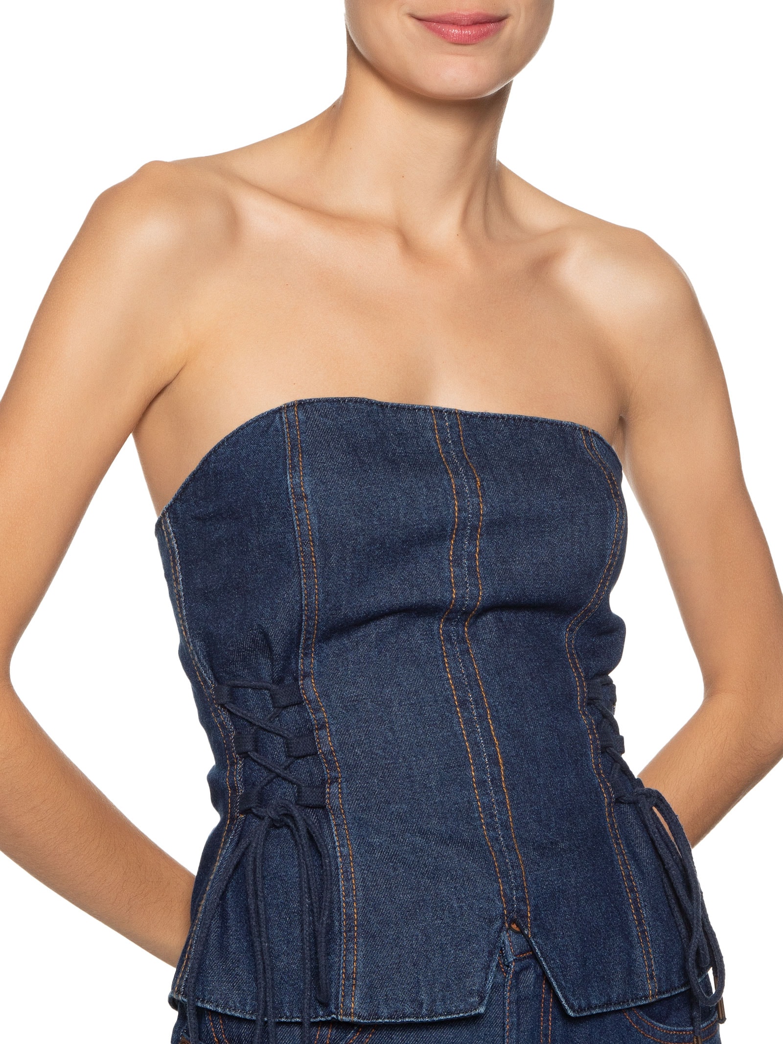 Top Corselet Jeans Dress To Azul - Main Image